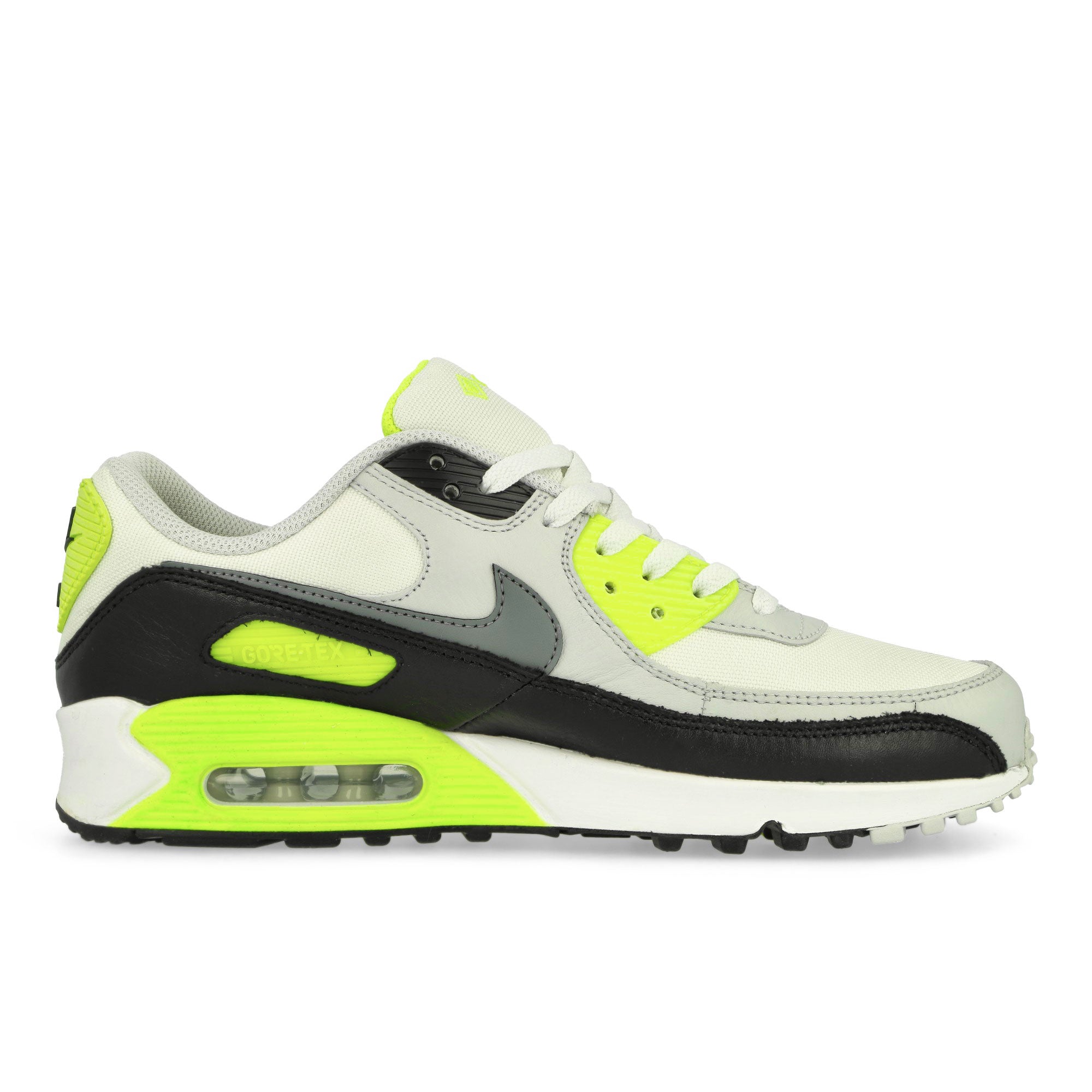 Nike Air Max 90 GTX Summit White / Cool Grey - Volt - Black Low Top Sneakers Silhouette | Overkill