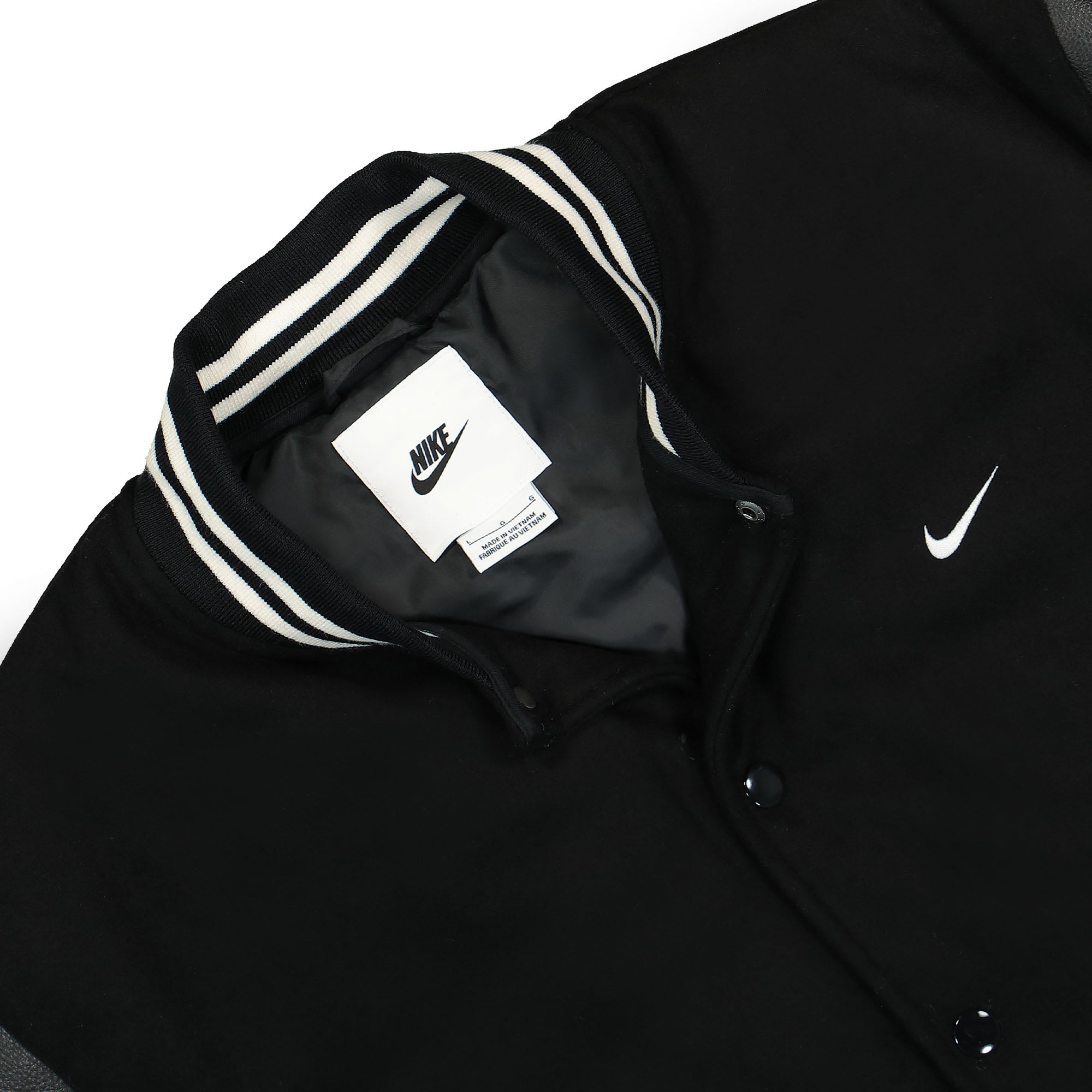 Nike Authentics Varsity College Jacket Black / White Bomber & Varsity Jackets Close-up | Overkill
