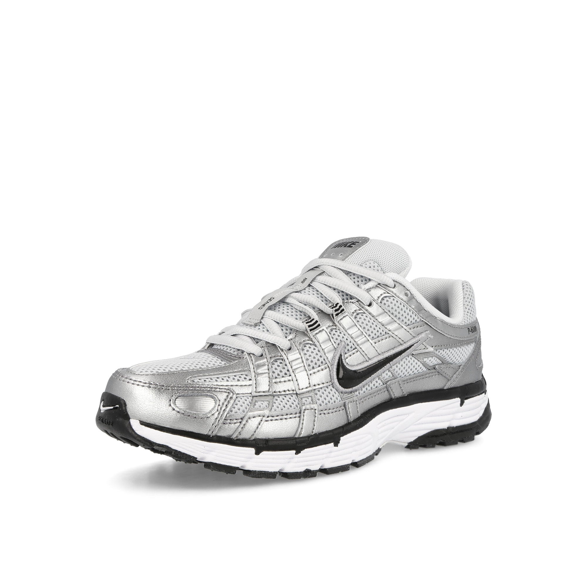 Nike Wmns P-6000 White-Black - Metallic Silver Low Top Sneakers Close Up | Overkill