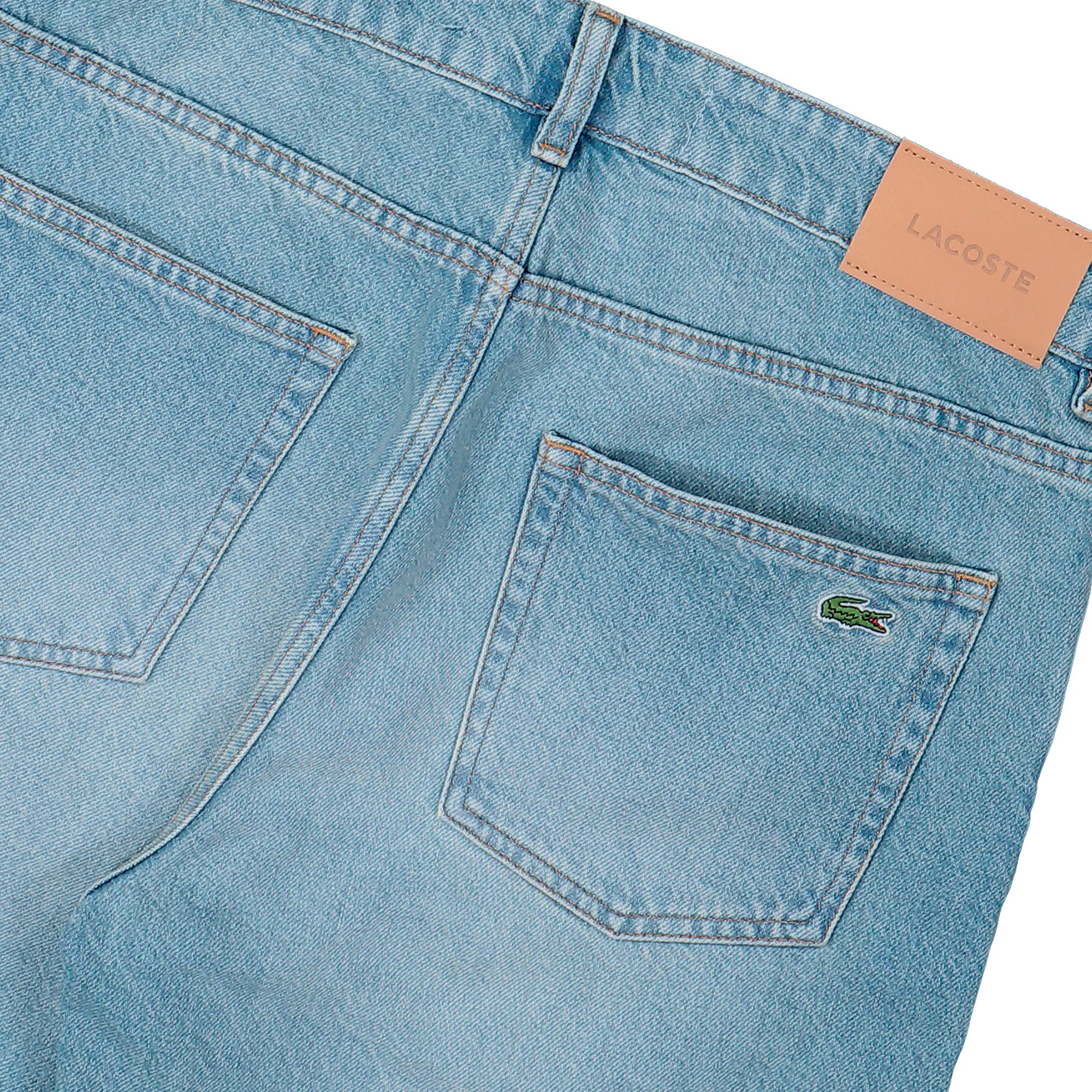 Lacoste Straight Leg Cotton Denim Bermuda Shorts Washed Bleach Shorts FH9932-00 MKU Detail View 2 | Overkill