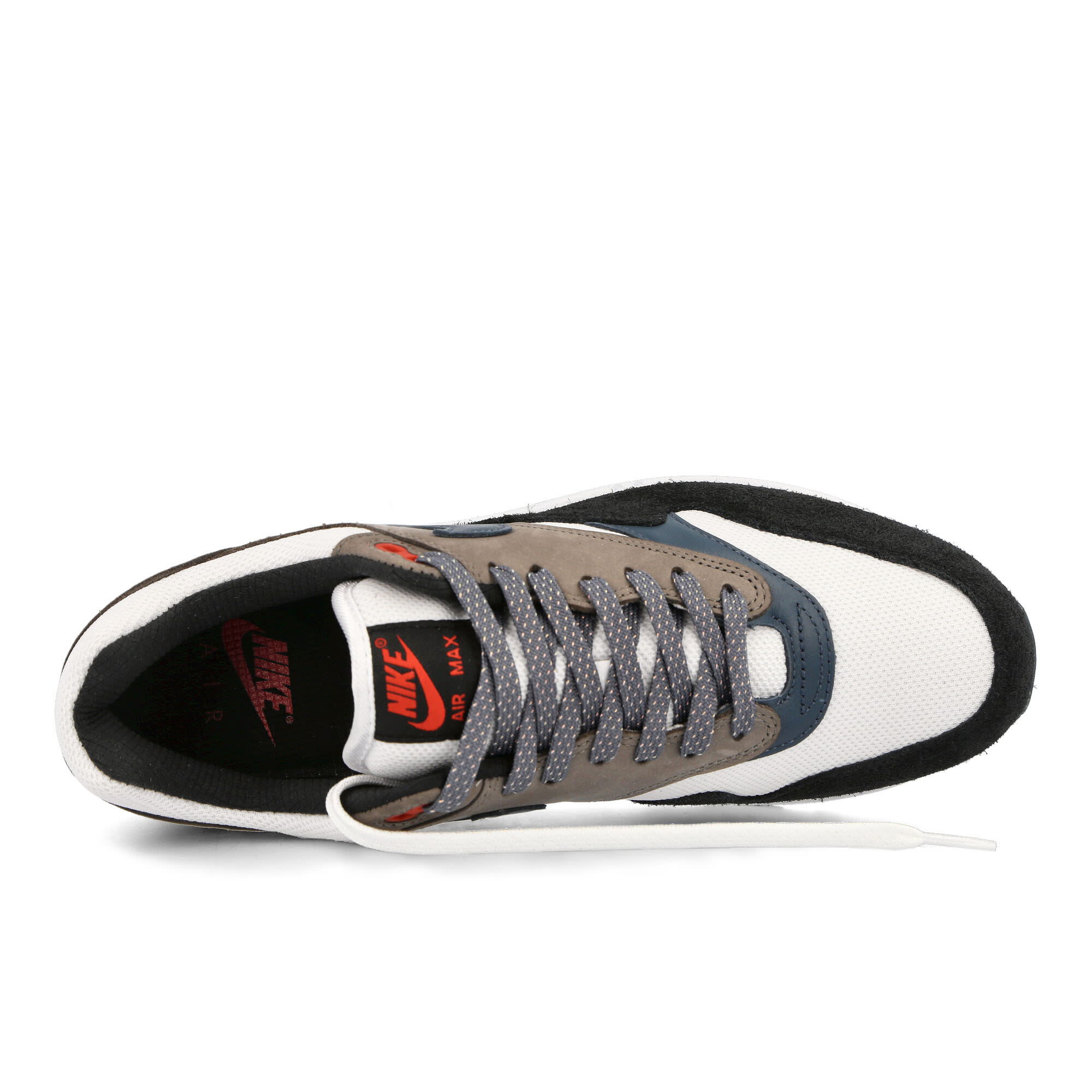 Nike Air Max 1 PRM White-Slate Blue - Black Low Top Sneakers Detailfoto | Overkill