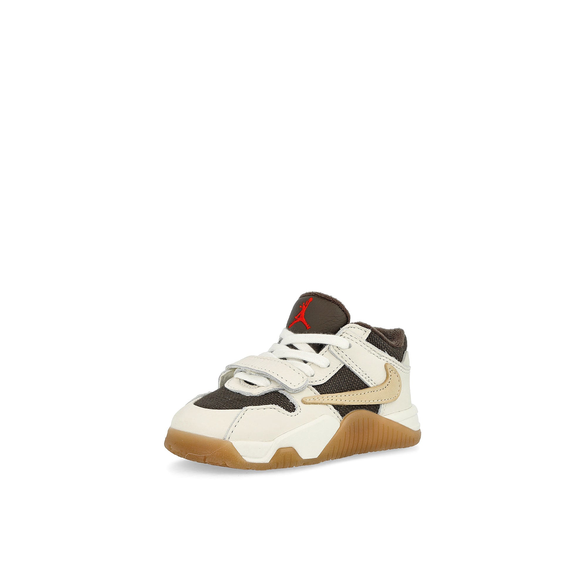Jordan Travis Scott x Jordan Jumpman Jack TD Sail / Muslin - Dark Mocha High Top Sneakers Close Up | Overkill