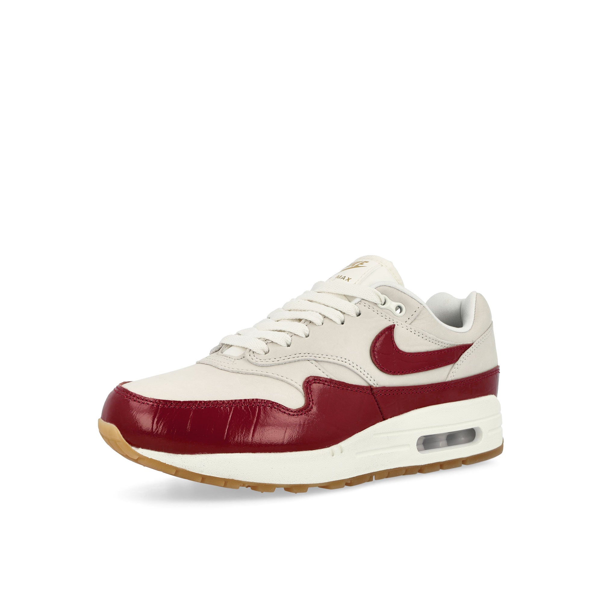 Nike W Nike Air Max 1 LX Sail / Team Red - Sail - Gum Light Brown Low Top Sneakers Close Up | Overkill