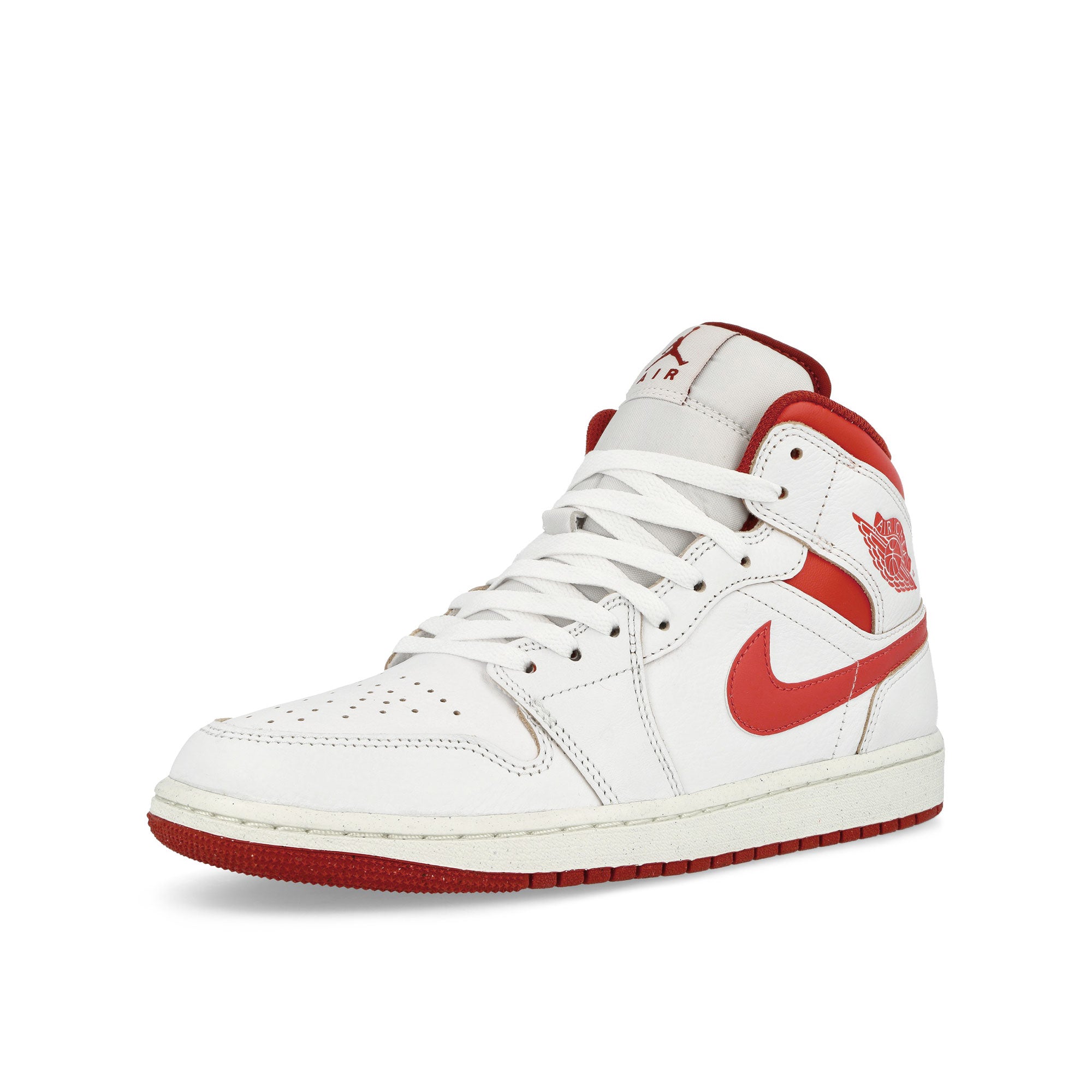 Jordan Air Jordan 1 Mid SE White / Lobster - Dune Red - Sail Mid Top Sneakers Close Up | Overkill
