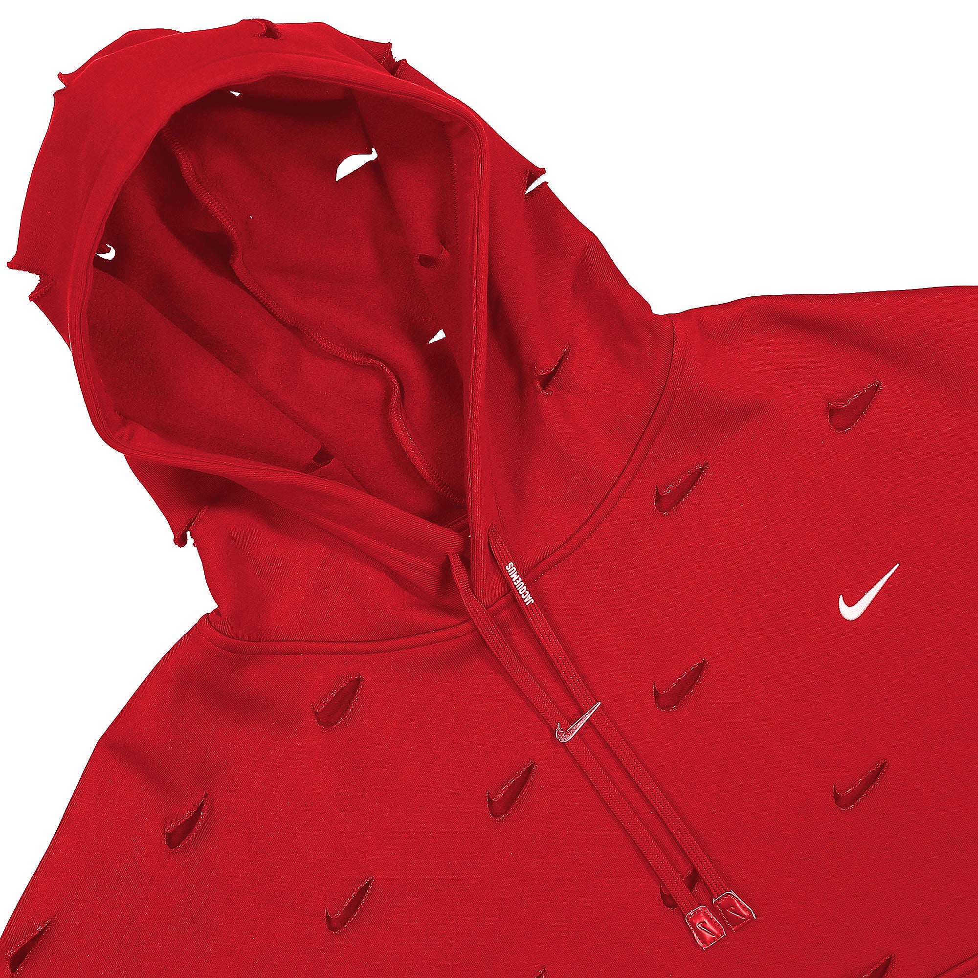 Nike Jacquemus x Nike NRG Swoosh Hoodie University Red Hoodies Close-up | Overkill