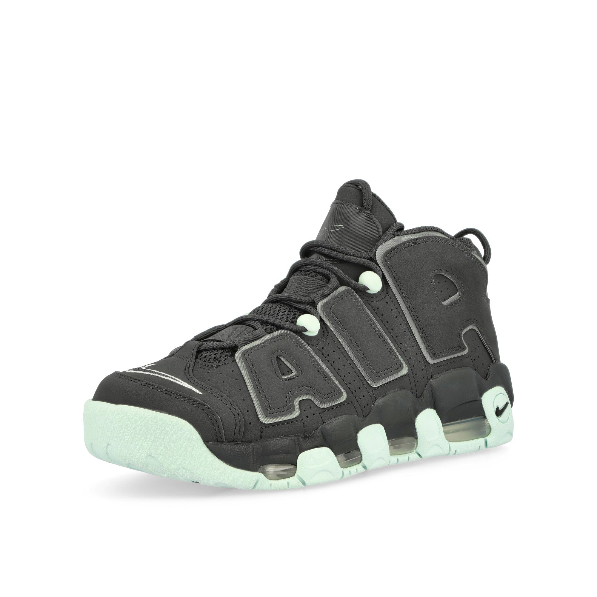 Nike Air More Uptempo '96 Dark Smoke Grey / Dark Smoke Grey High Top Sneakers Close Up | Overkill