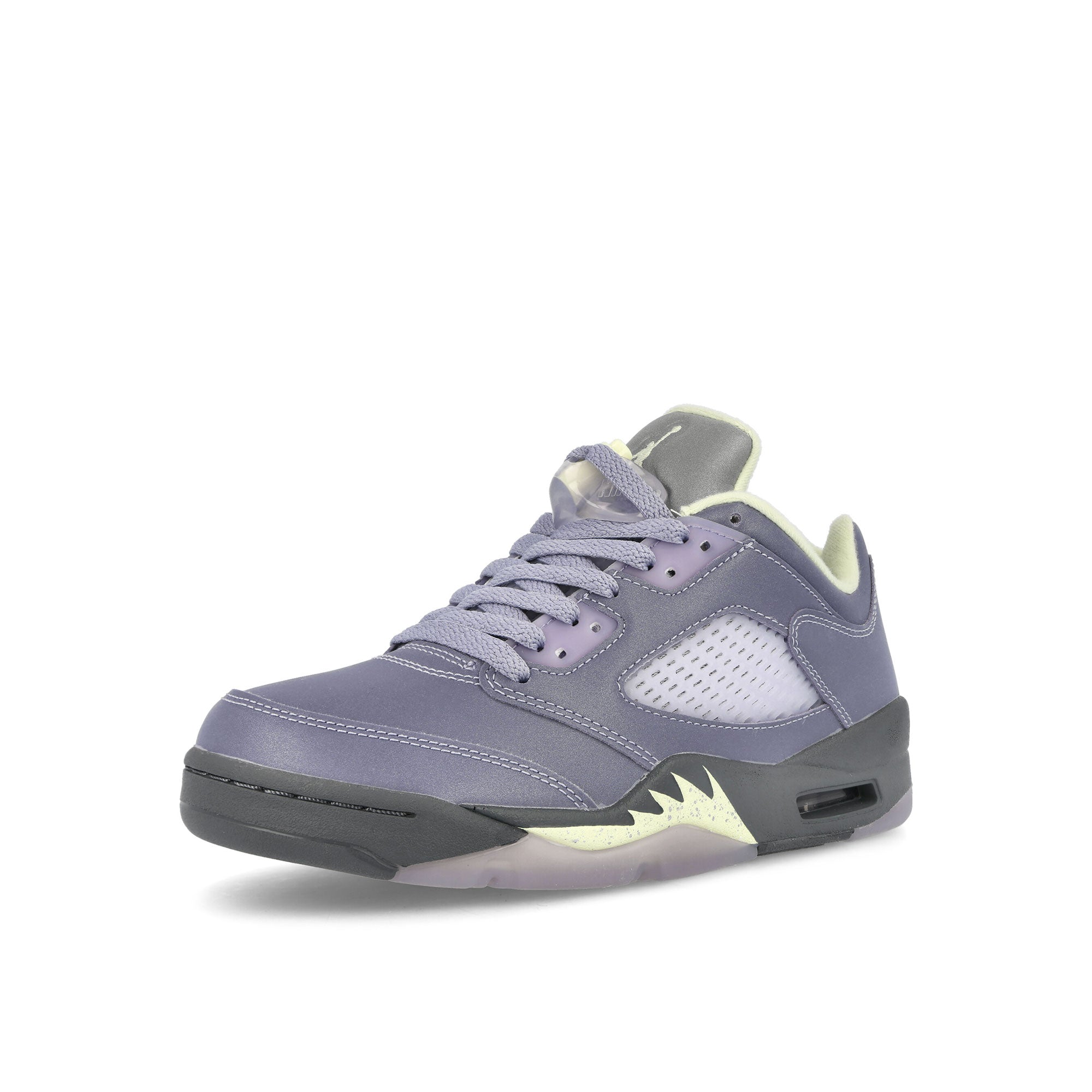 Jordan Wmns Air Jordan 5 Retro Low Indigo Haze / Fire Red - Metallic Silver Sneakers Close Up | Overkill