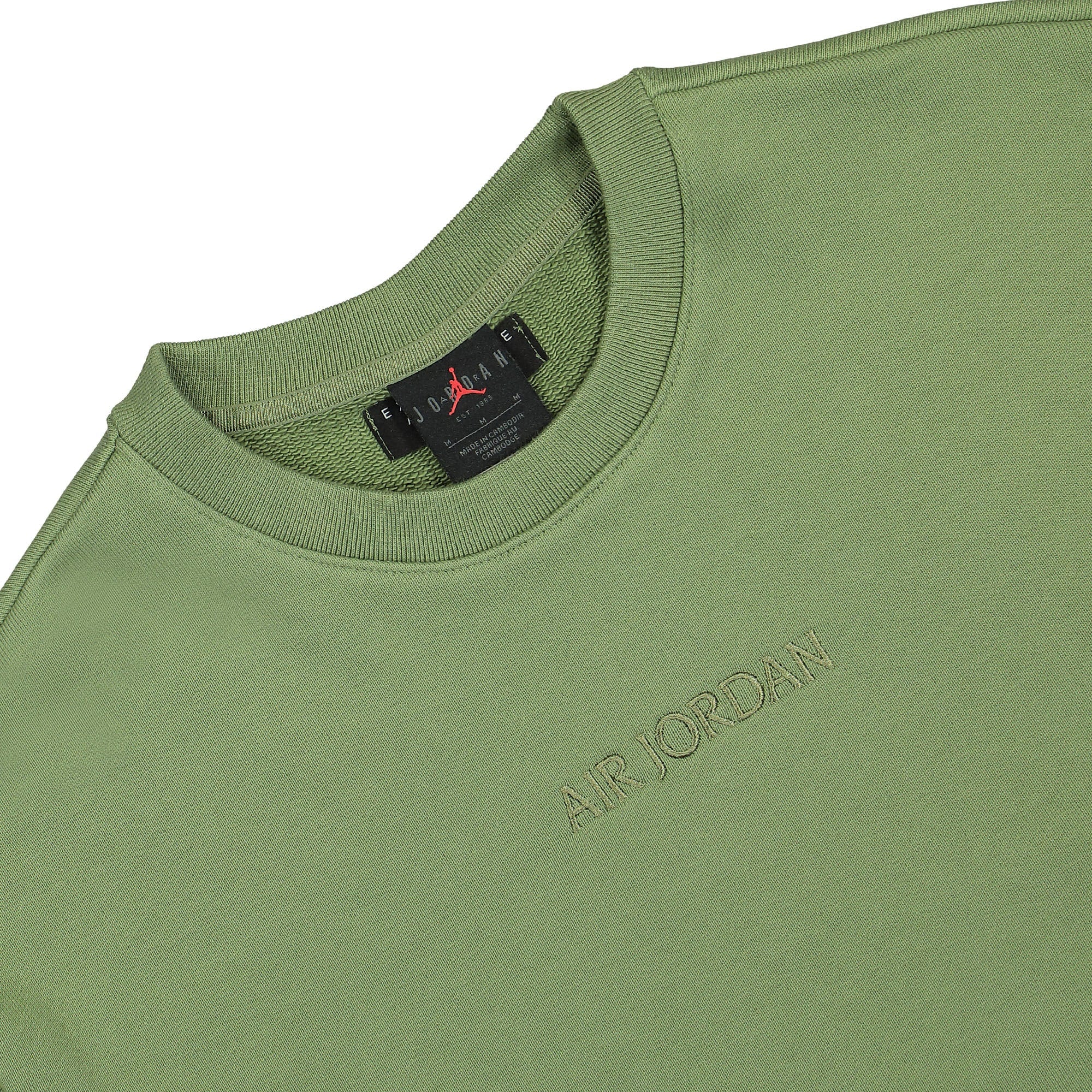 Jordan Air Jordan Wordmark Fleece Crew Sky Light Olive / Sky Light Olive Sweatshirts Close-up | Overkill