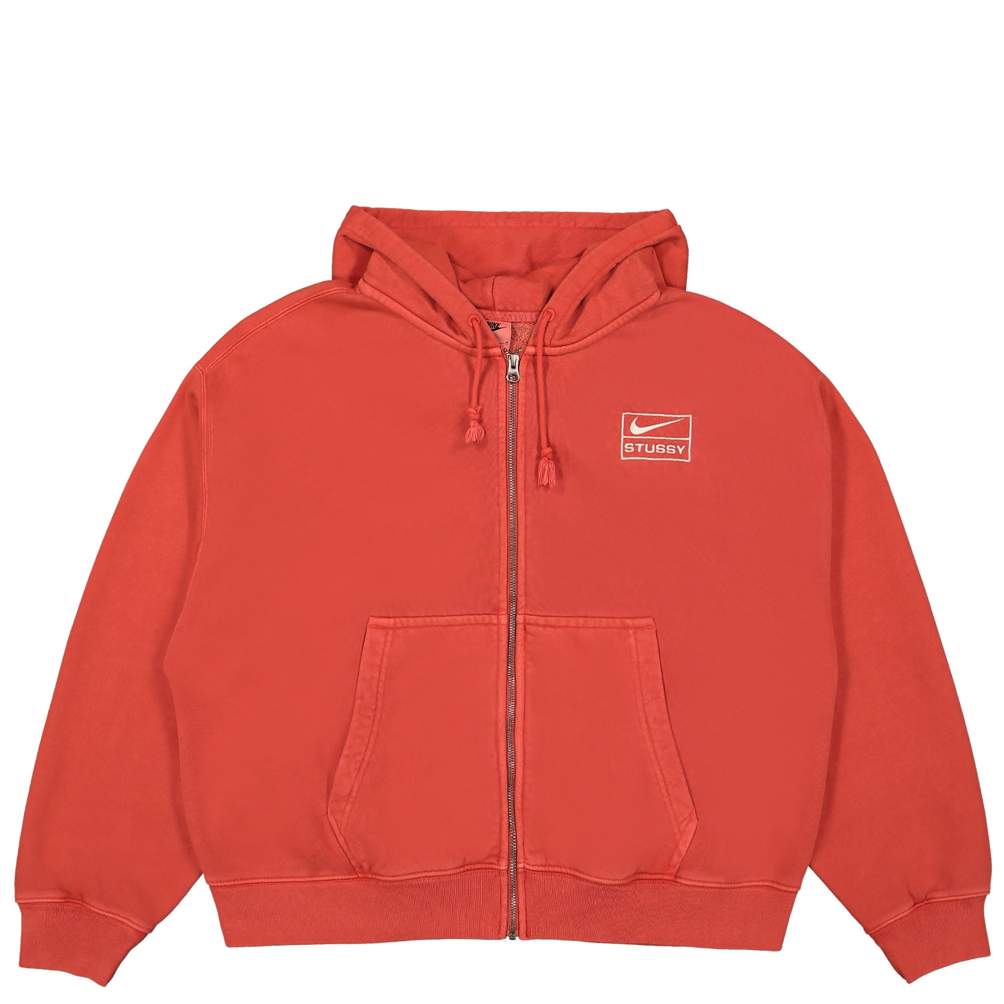 Nike Stussy x Nike Full-Zip Fleece Hoodie Habanero Red / Natural Hoodies FJ9161 642 | Overkill