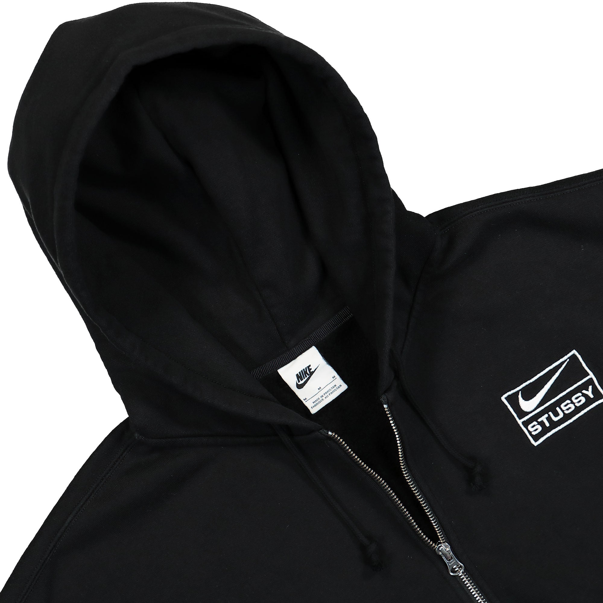 Nike Stussy x Nike Full-Zip Fleece Hoodie Black / White Hoodies Close-up | Overkill