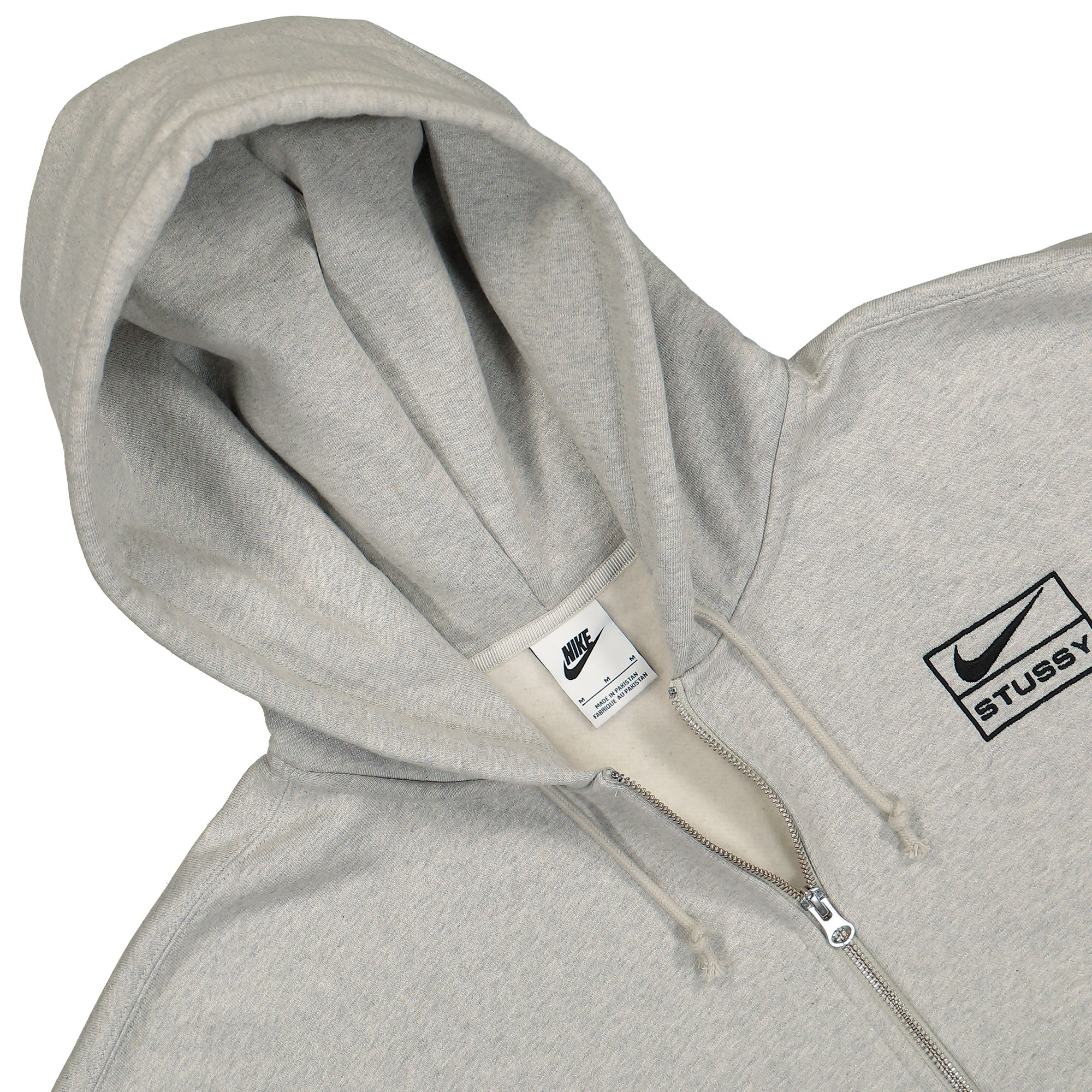 Nike Stussy x Nike Full-Zip Fleece Hoodie Grey Heather / Black Hoodies Close-up | Overkill