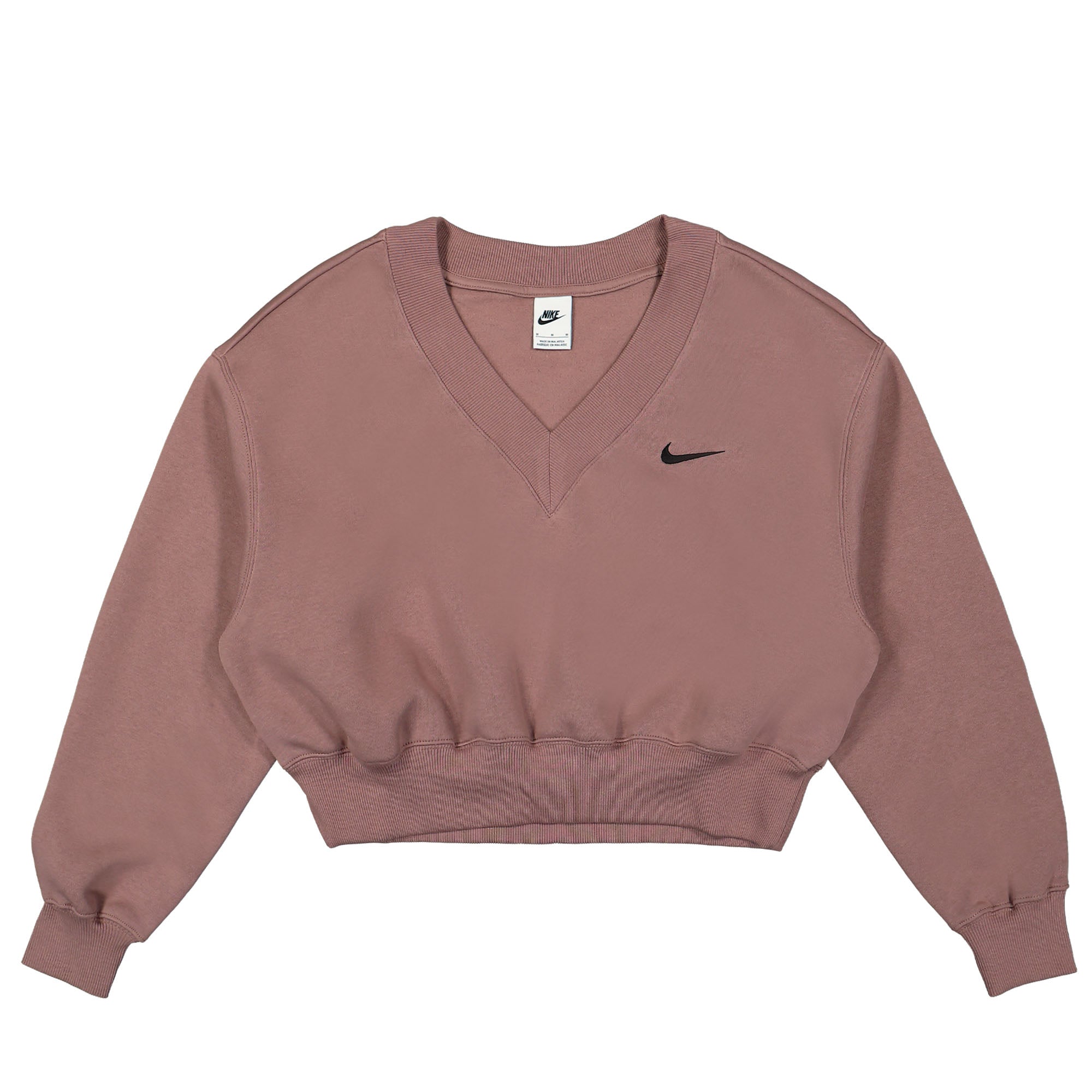 Nike W NSW Phoenix Fleece Crop Vneck Smokey Mauve / Black Sweatshirts FN3651 208 | Overkill