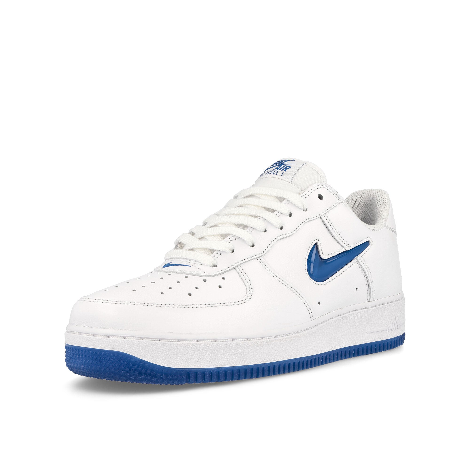 Nike Air Force 1 Low Retro White-Hyper Royal Low Top Sneakers Close Up | Overkill