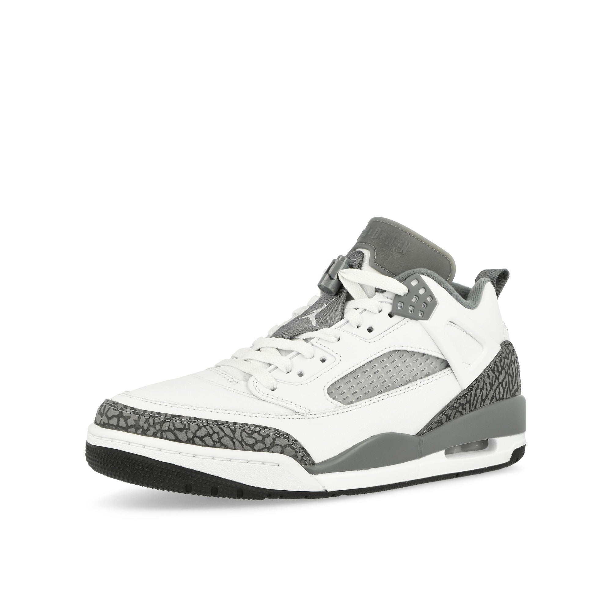 Jordan Spizike Low White / Cool Grey-Anthracite-Wolf Grey Mid Top Sneakers Close Up | Overkill