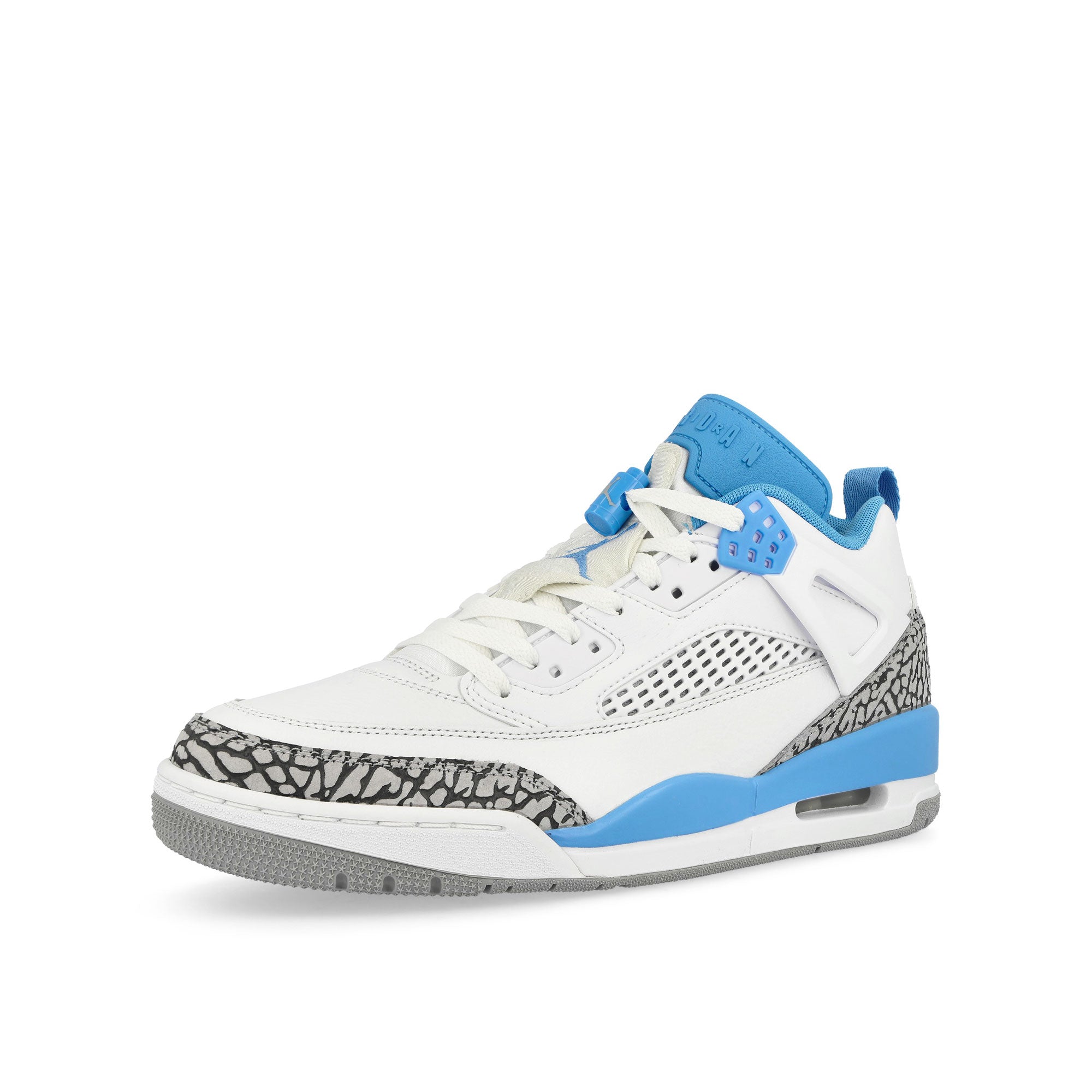 Jordan Spizike Low White / University / Blue-Wolf Grey Mid Top Sneakers Close Up | Overkill