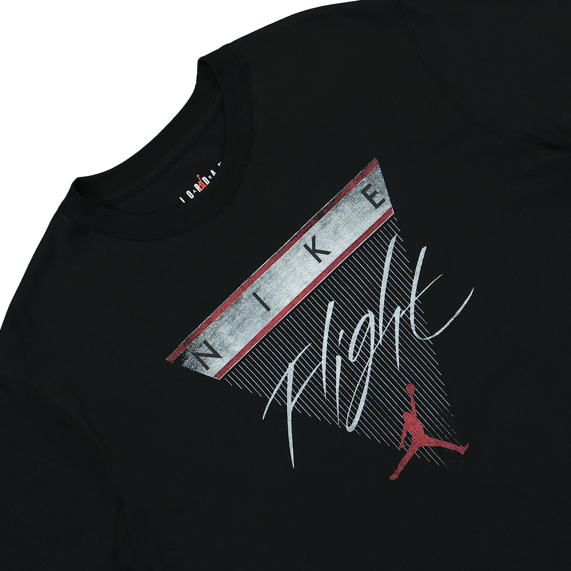 Jordan Wmns Air Jordan Flight Heritage Tee Black / Gym Red T-Shirts Close-up | Overkill