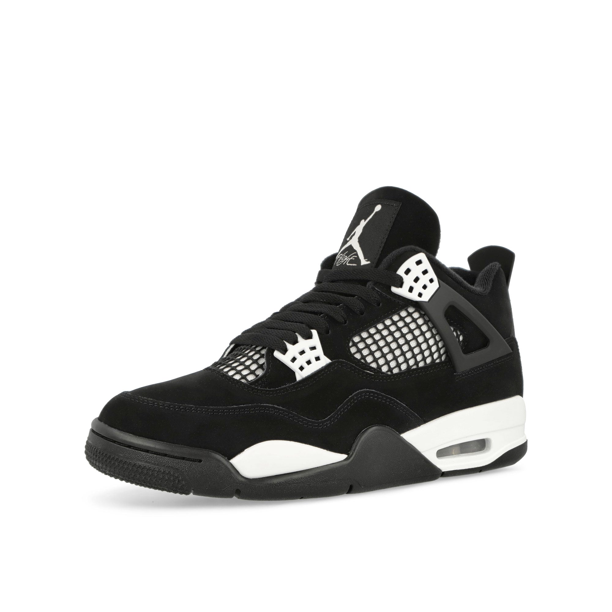 Jordan 4 Retro Black / White - Black High Top Sneakers Close Up | Overkill