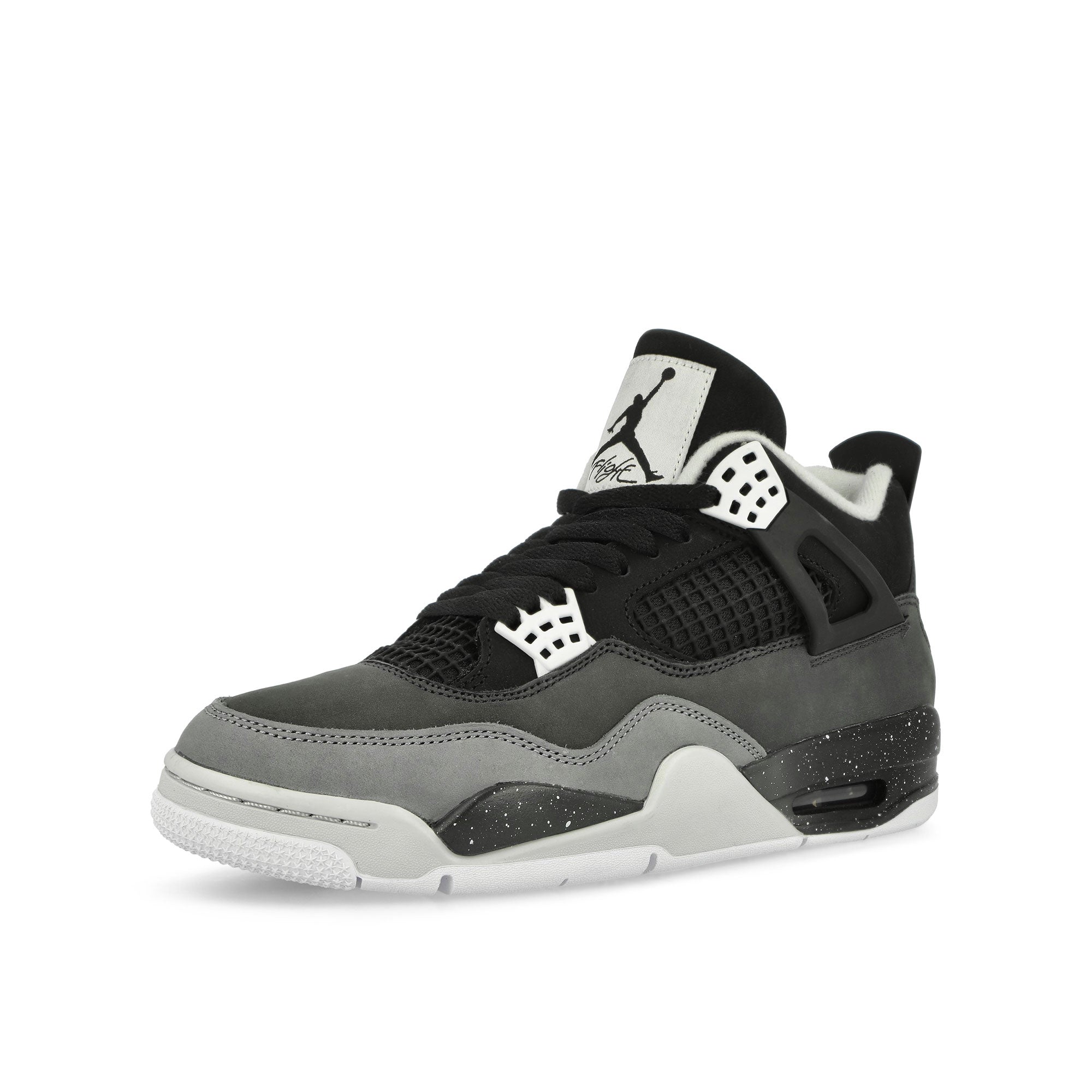 Jordan Air Jordan 4 Retro Black / White - Anthracite- Black High Top Sneakers Close Up | Overkill