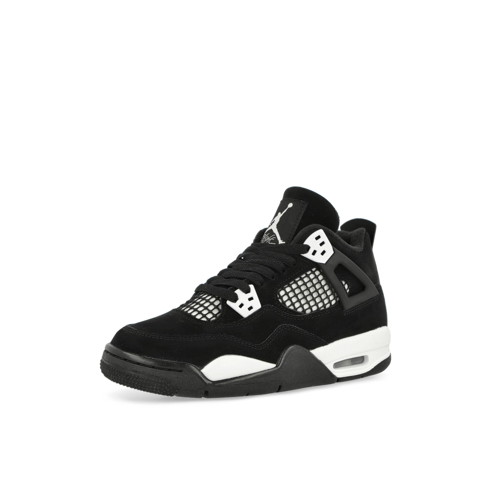 Jordan Air Jordan 4 Retro GS Black/White-Black High Top Sneakers Close Up | Overkill