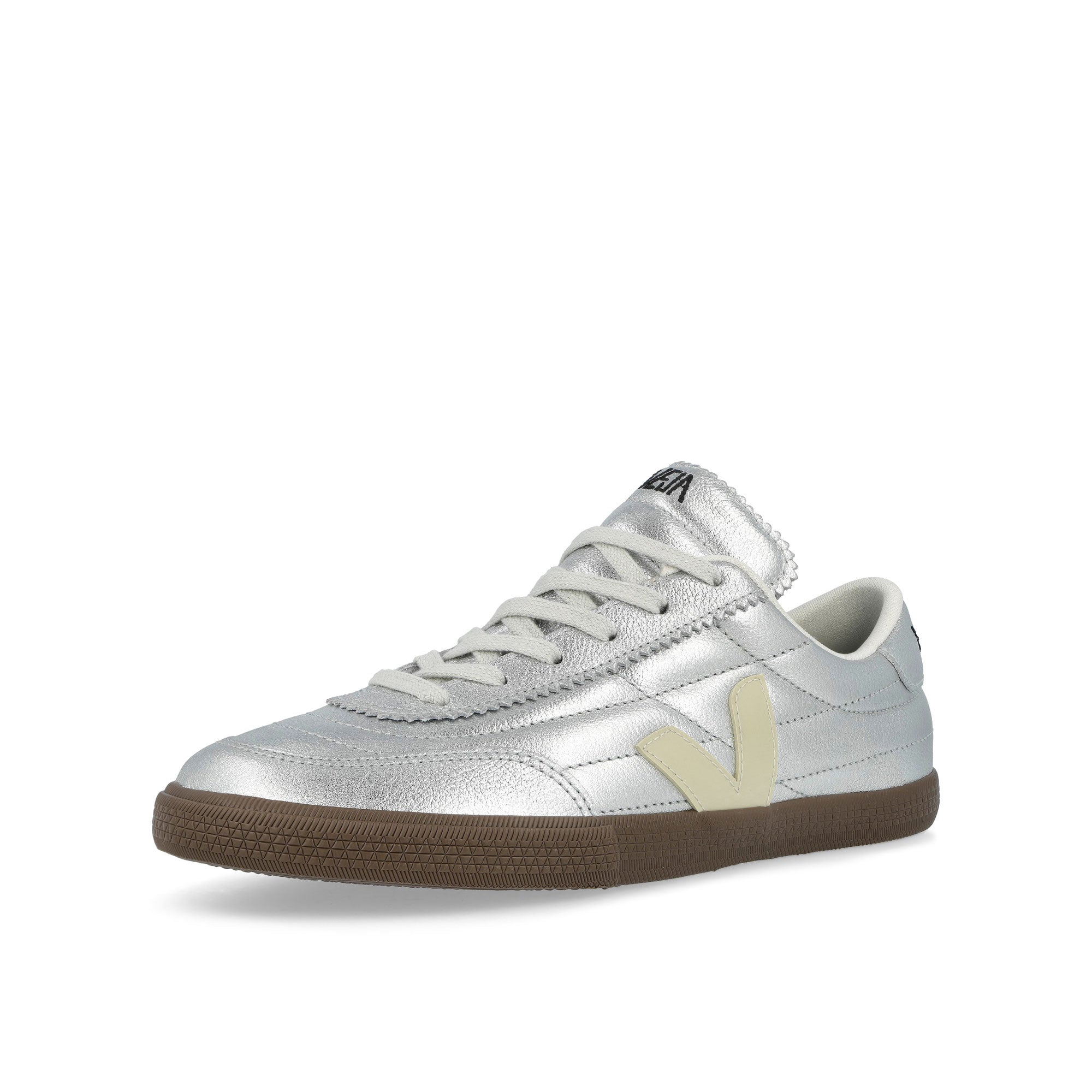 Veja Panenka O.T. Leather Silver / Pierre Bark Low Top Sneakers FU2020893B Close-up | Overkill