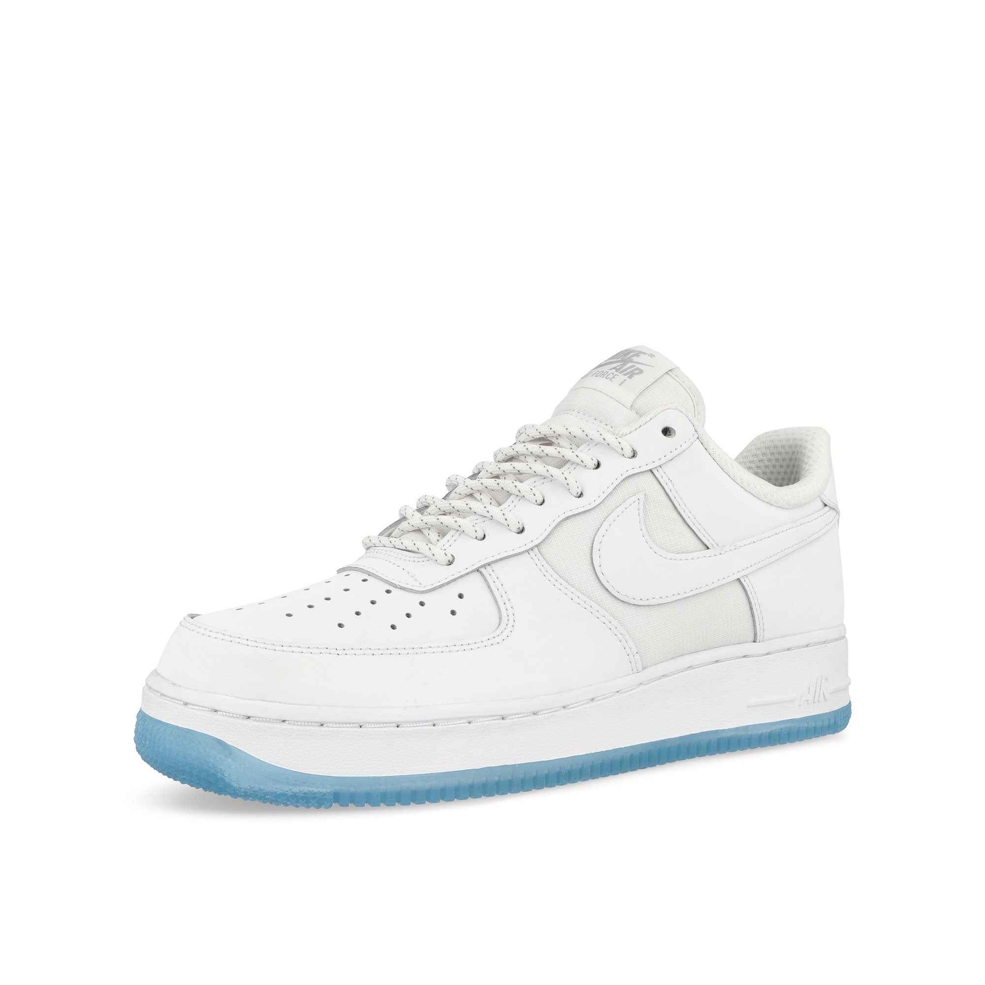 Nike Air Force 1 '07 White-White - Reflective Silver Low Top Sneakers Close Up | Overkill
