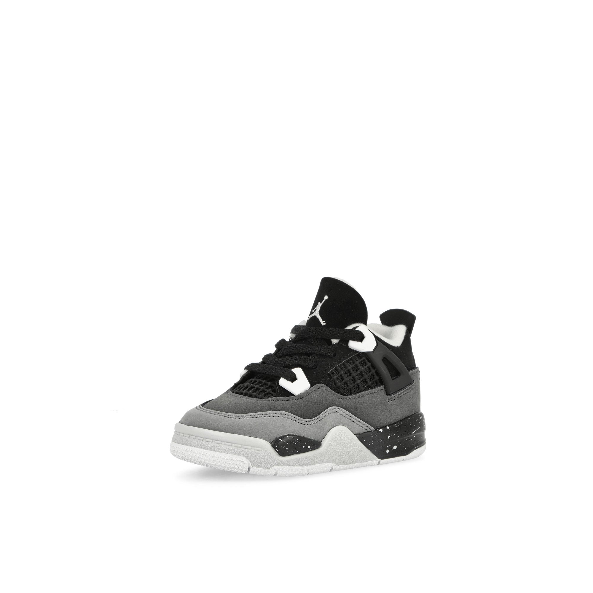 Jordan 4 Retro TD Black / White - Anthracite - Black Mid Top Sneakers Close Up | Overkill