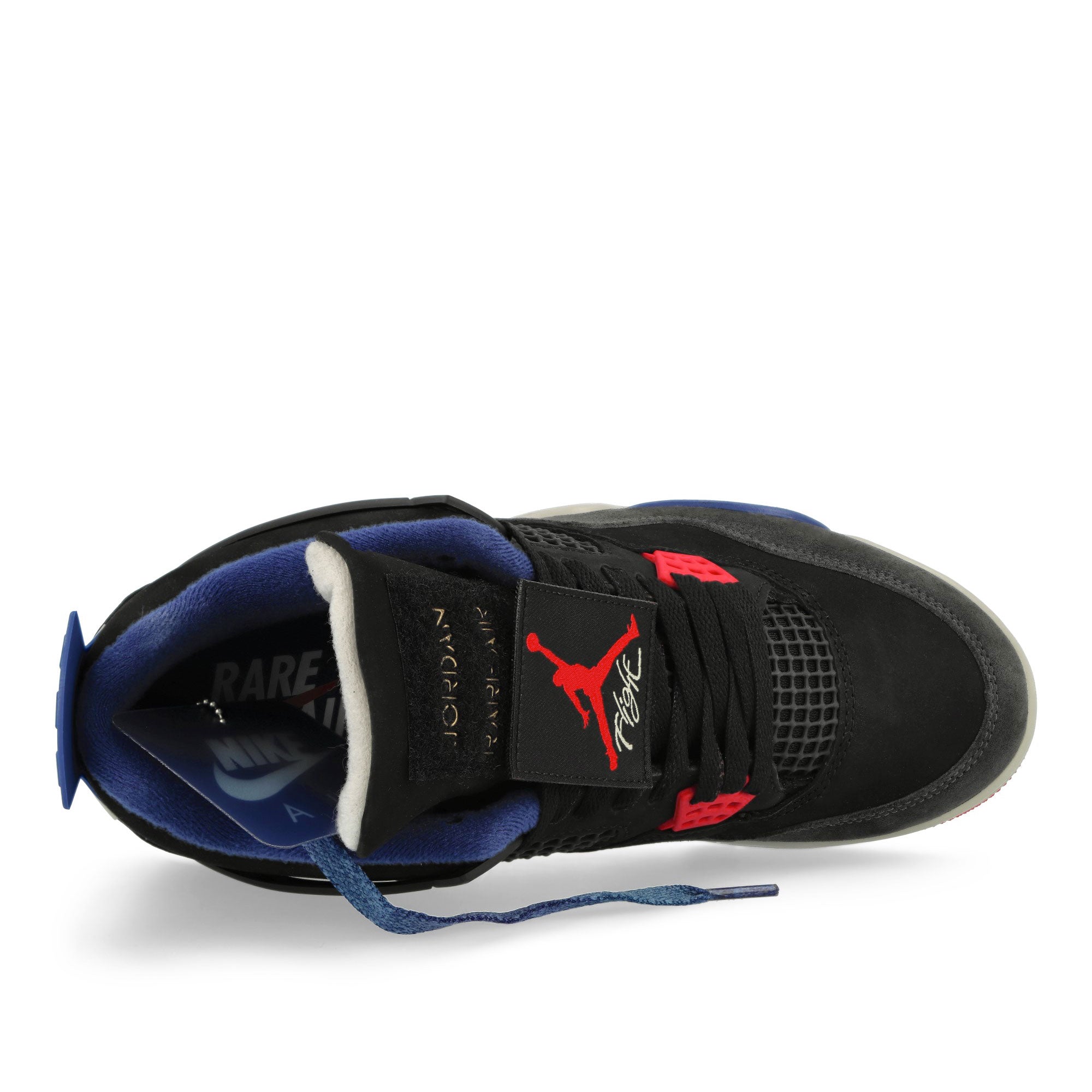 Air Jordan 4 Retro Rare Air Black / Fire Red - Deep Royal Blue High Top Sneaker FV5029 003 Detailfoto | Overkill