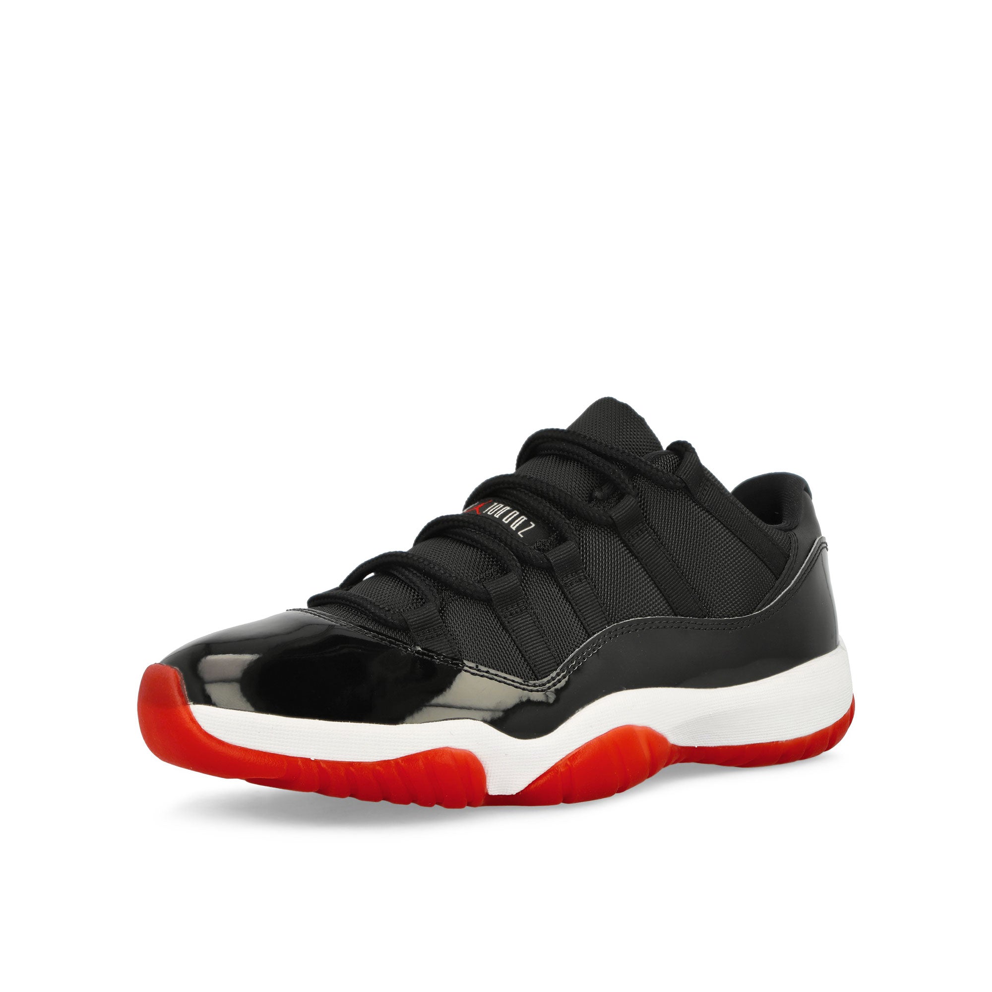 Jordan Air Jordan 11 Retro Low Black / Varsity Red-White Low Top Sneakers Close Up | Overkill
