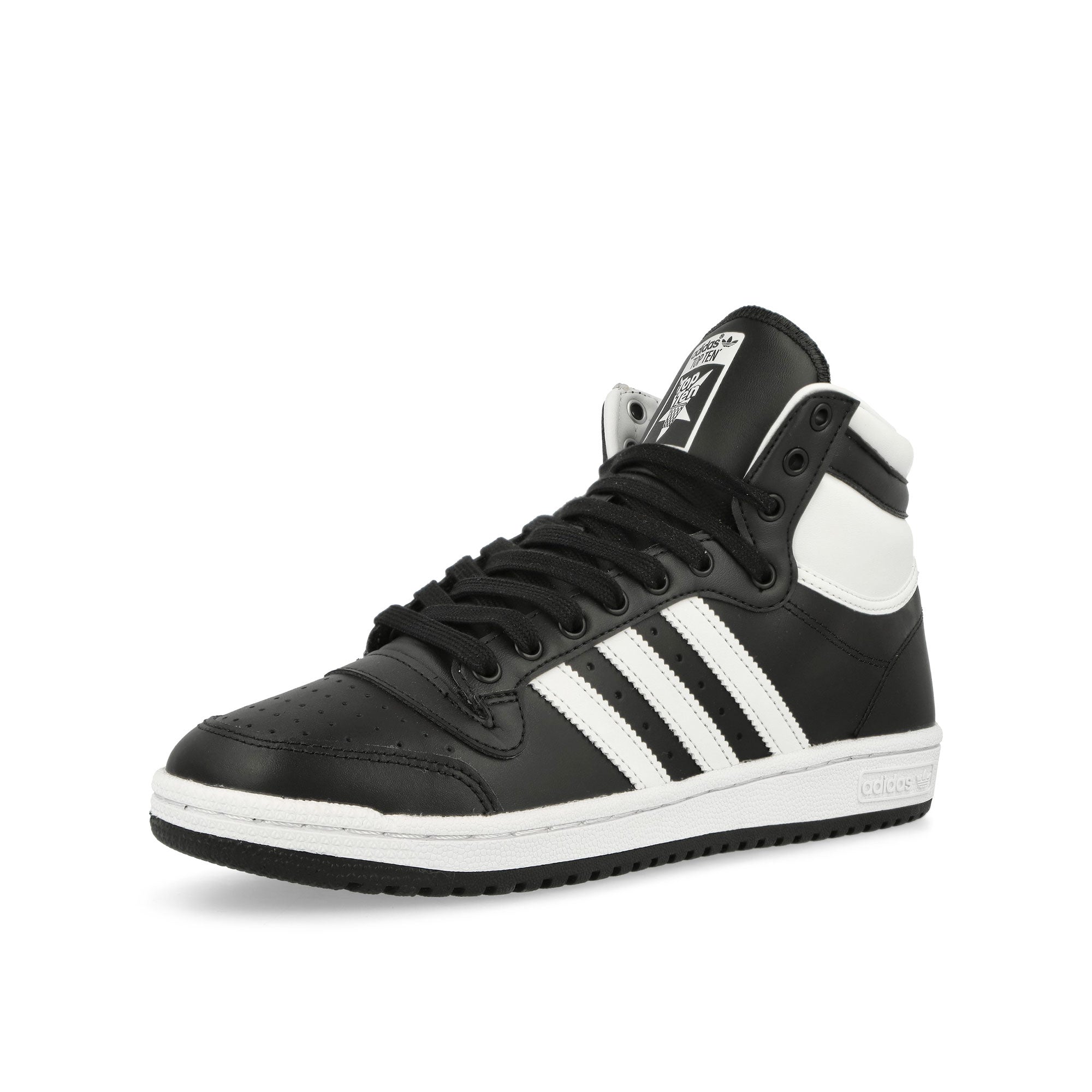 adidas Top Ten Core Black / Footwear White / Chalk White High Top Sneakers Close Up | Overkill