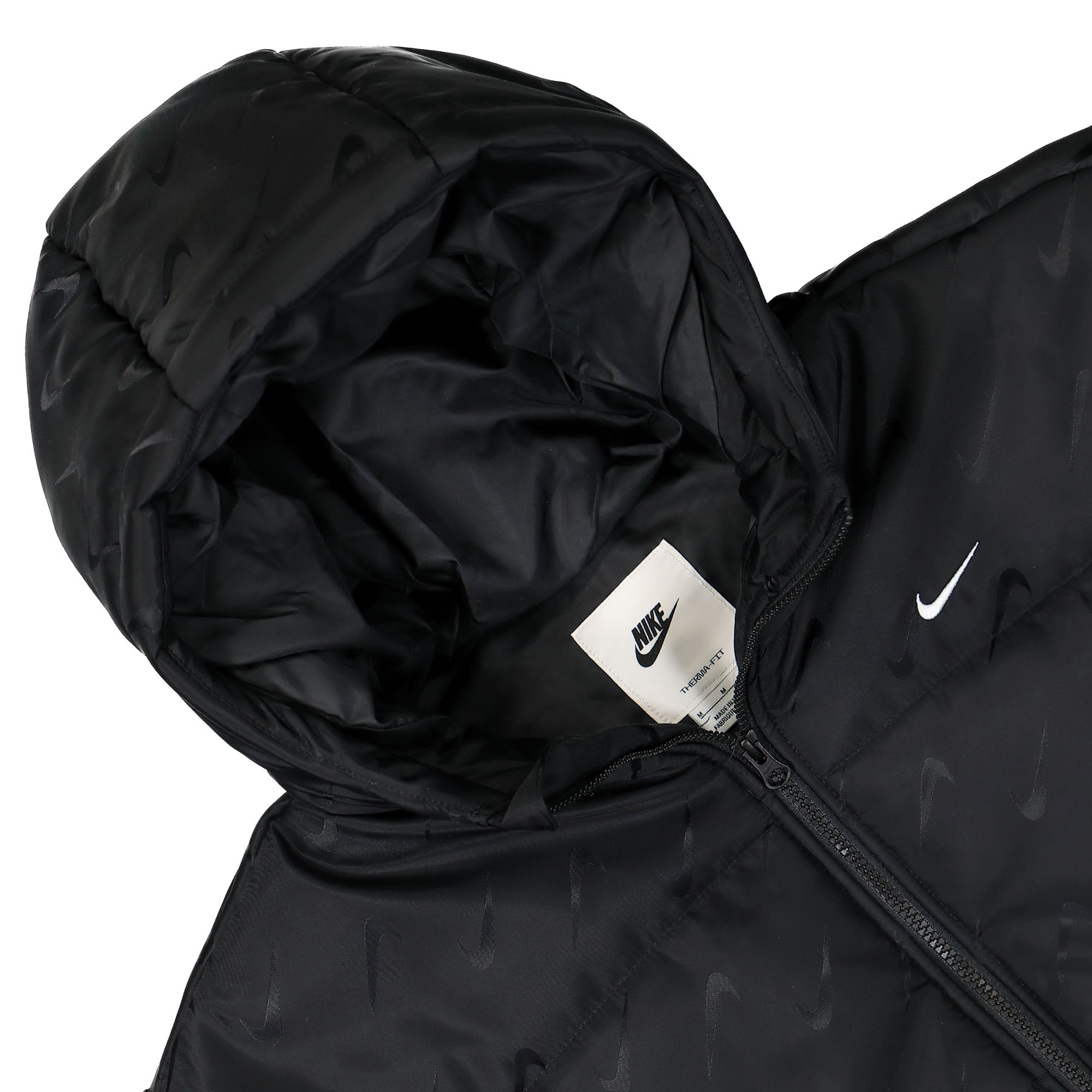 Nike W NSW Therma-FIT Loose Puffer Jacket Black / White Puffer Jackets Close-up | Overkill