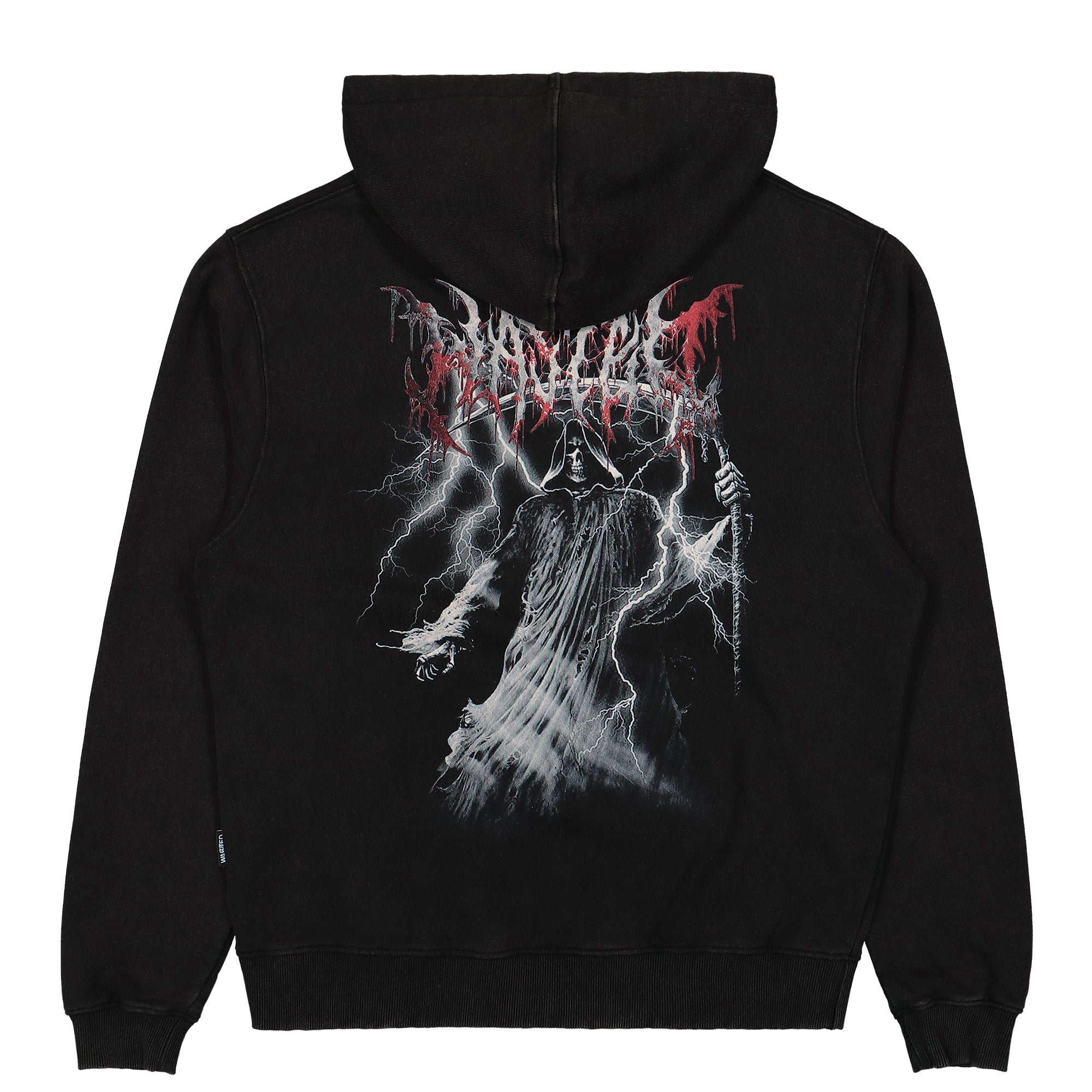 Wasted Paris Scythe Hoodie Faded Black Hoodies Close-up | Overkill