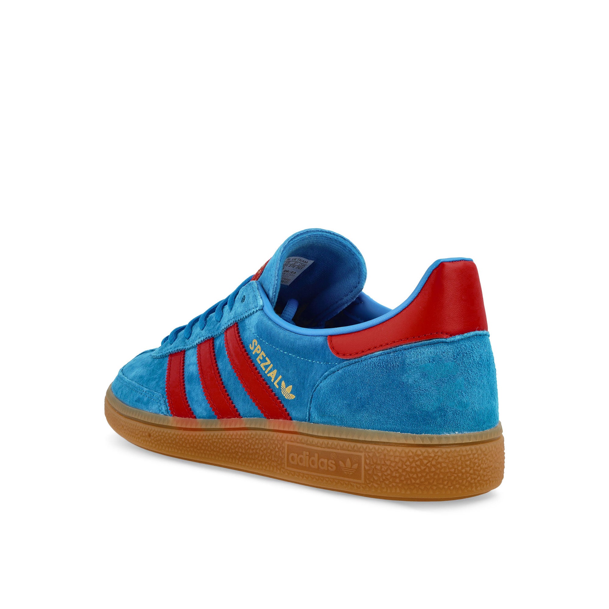 adidas Handball Spezial Bright Blue / Vivid Red / Gold Metallic Low Top Sneakers Material | Overkill