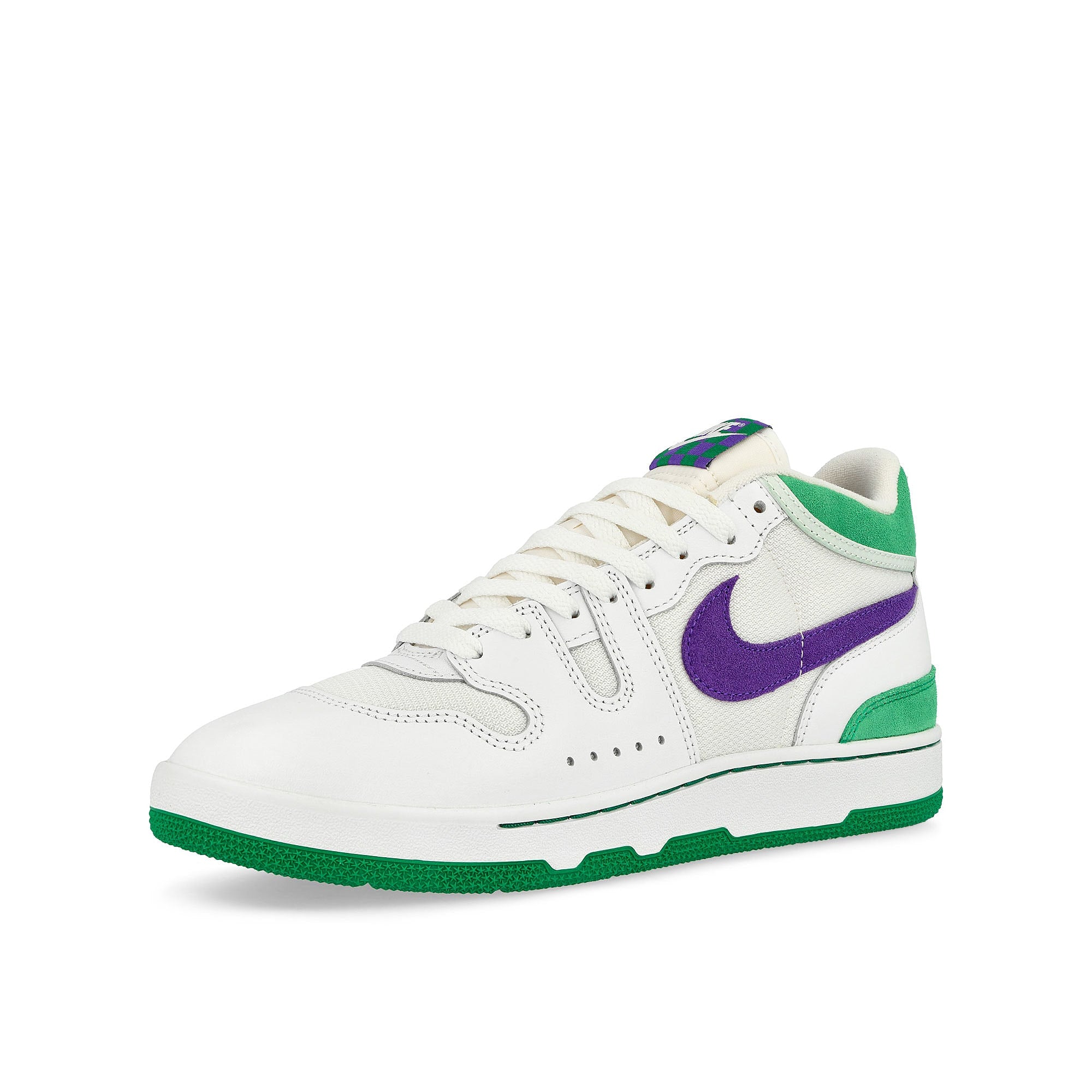 Nike Attack White / Hyper Grape - Court Green Mid Top Sneakers Close Up | Overkill