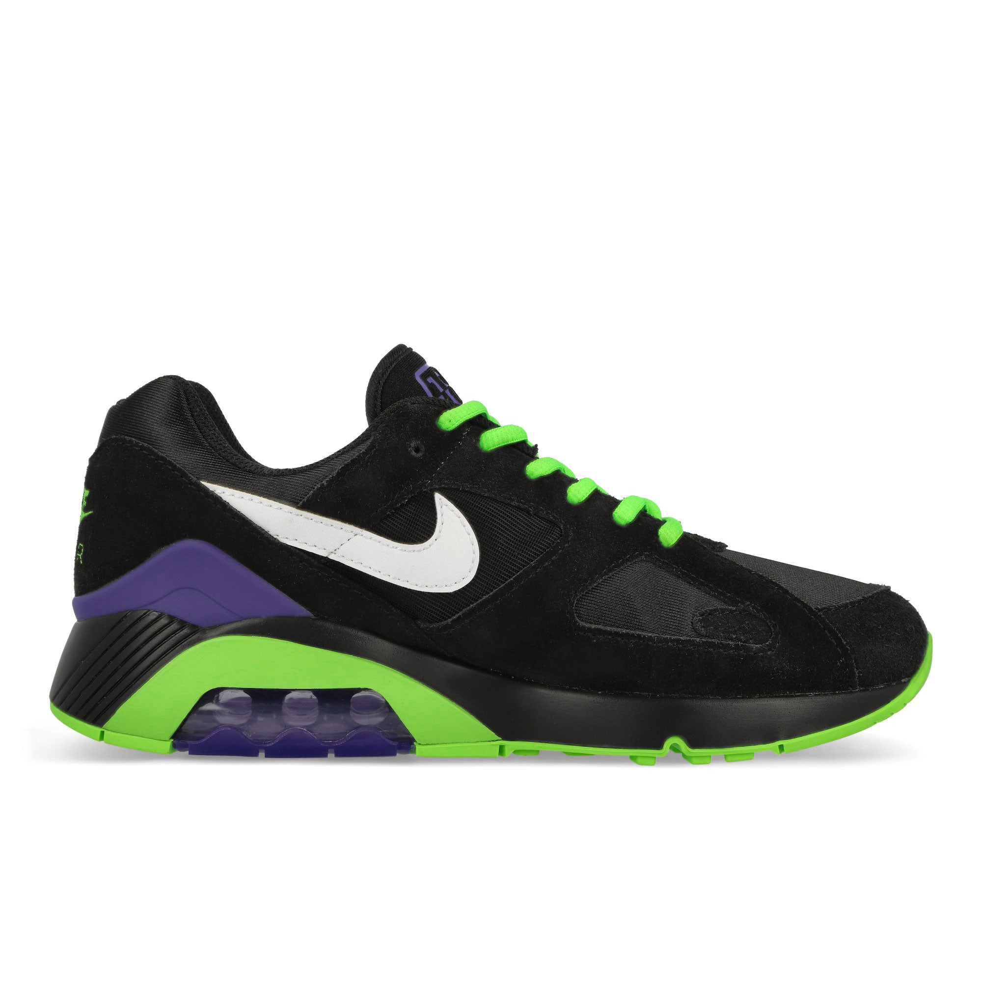 Nike Air Max 180 QS Black / White - Action Green - Persian Violet Low Top Sneakers Silhouette | Overkill