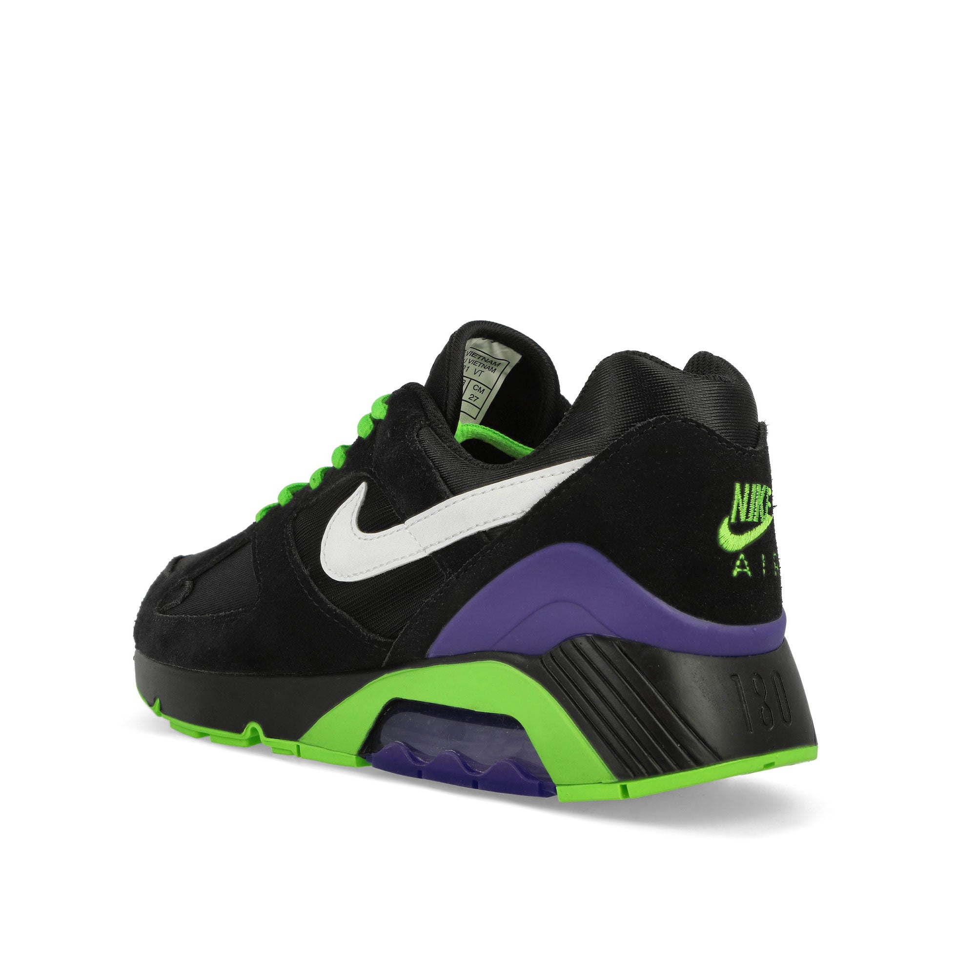 Nike Air Max 180 QS Black / White - Action Green - Persian Violet Low Top Sneakers Material | Overkill