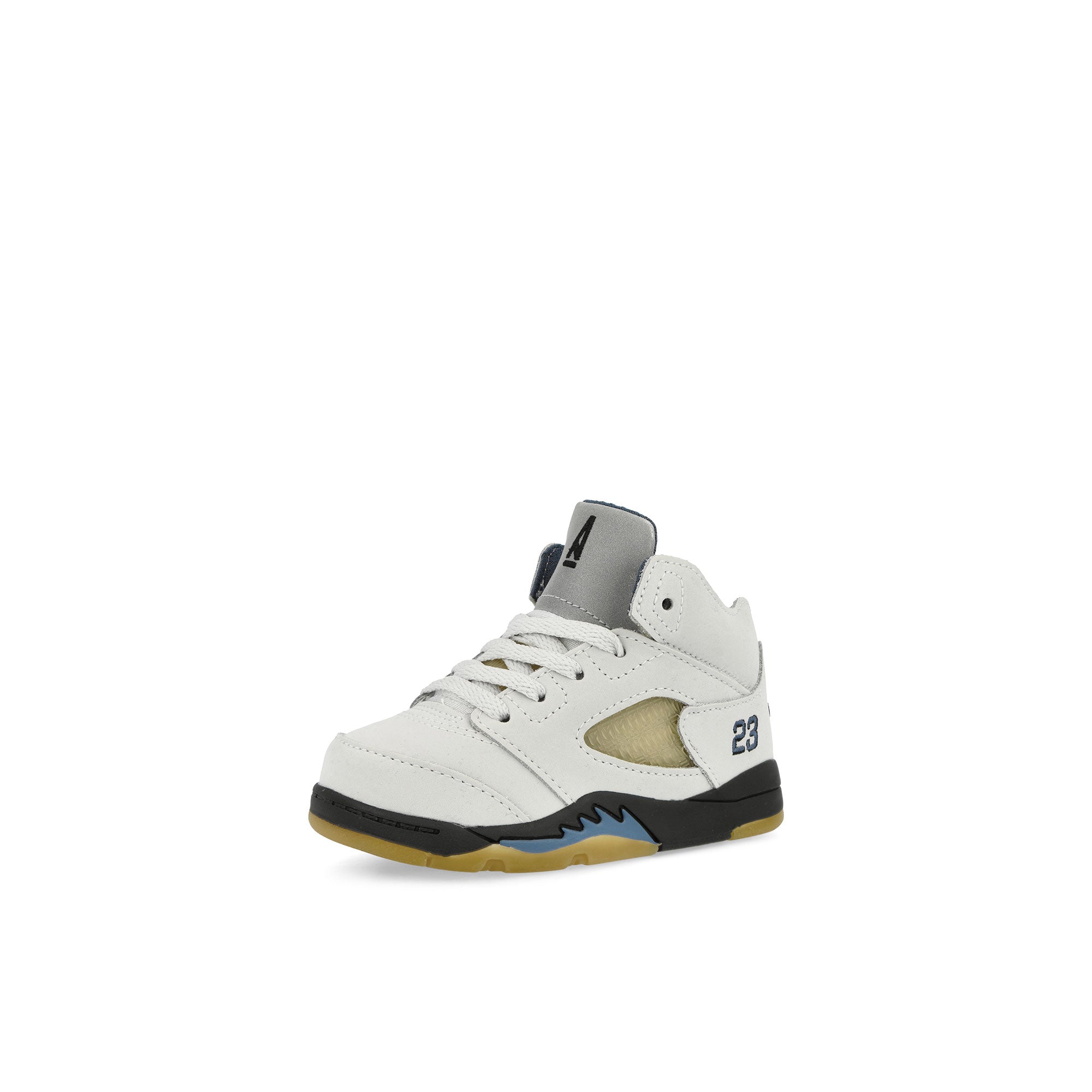 Jordan A Ma Maniere x Air Jordan 5 Retro SP TD Photon Dust-Black - Diffused Blue High Top Sneakers Close Up | Overkill