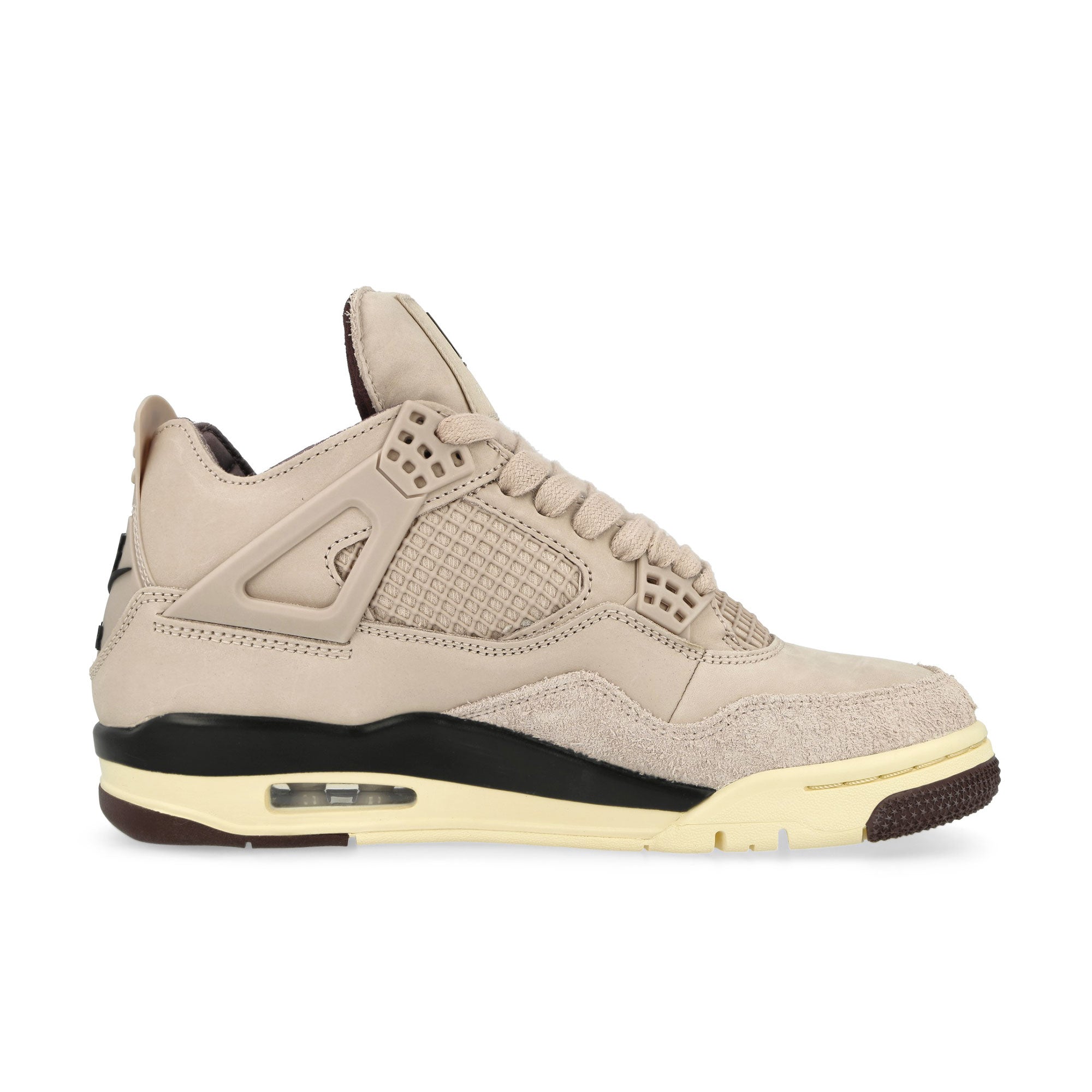 Jordan 4 Retro Fossil Stone / Mtlc Pewter - Burgundy Crush High Top Sneakers Silhouette | Overkill