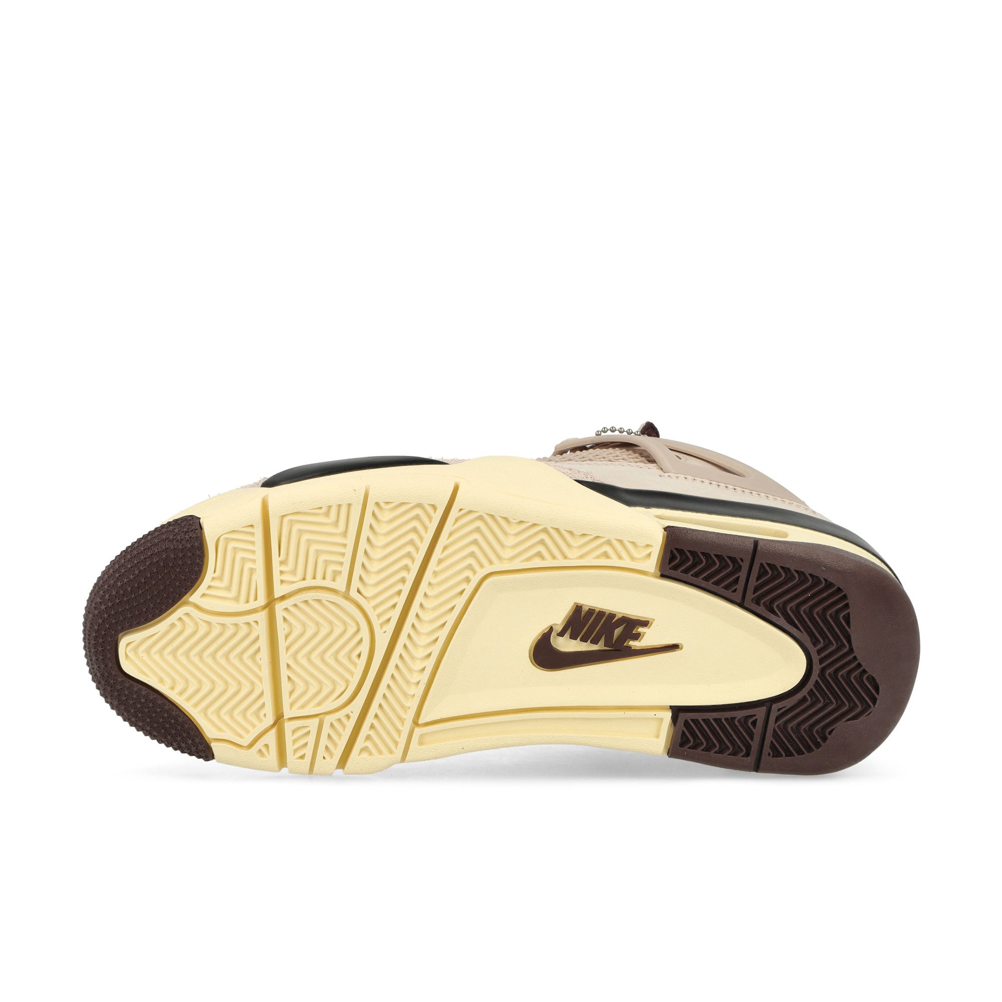 Jordan 4 Retro Fossil Stone / Mtlc Pewter - Burgundy Crush High Top Sneakers Detail View 1 | Overkill