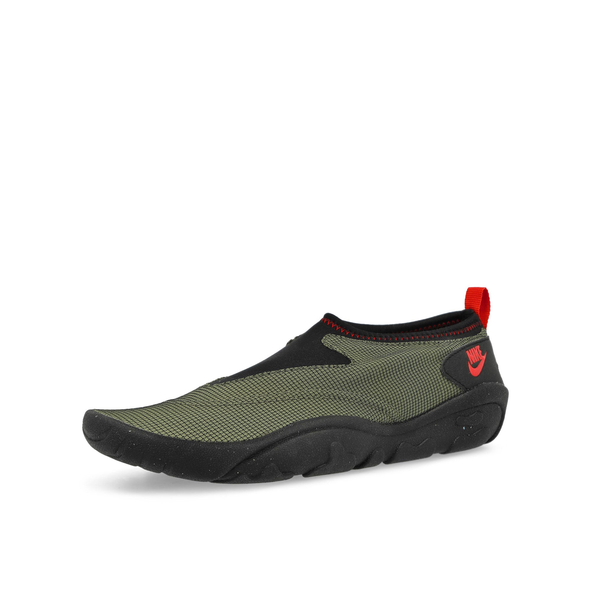 Nike Aqua Turf Medium Olive / University Red - Black Low Top Sneakers Close Up | Overkill