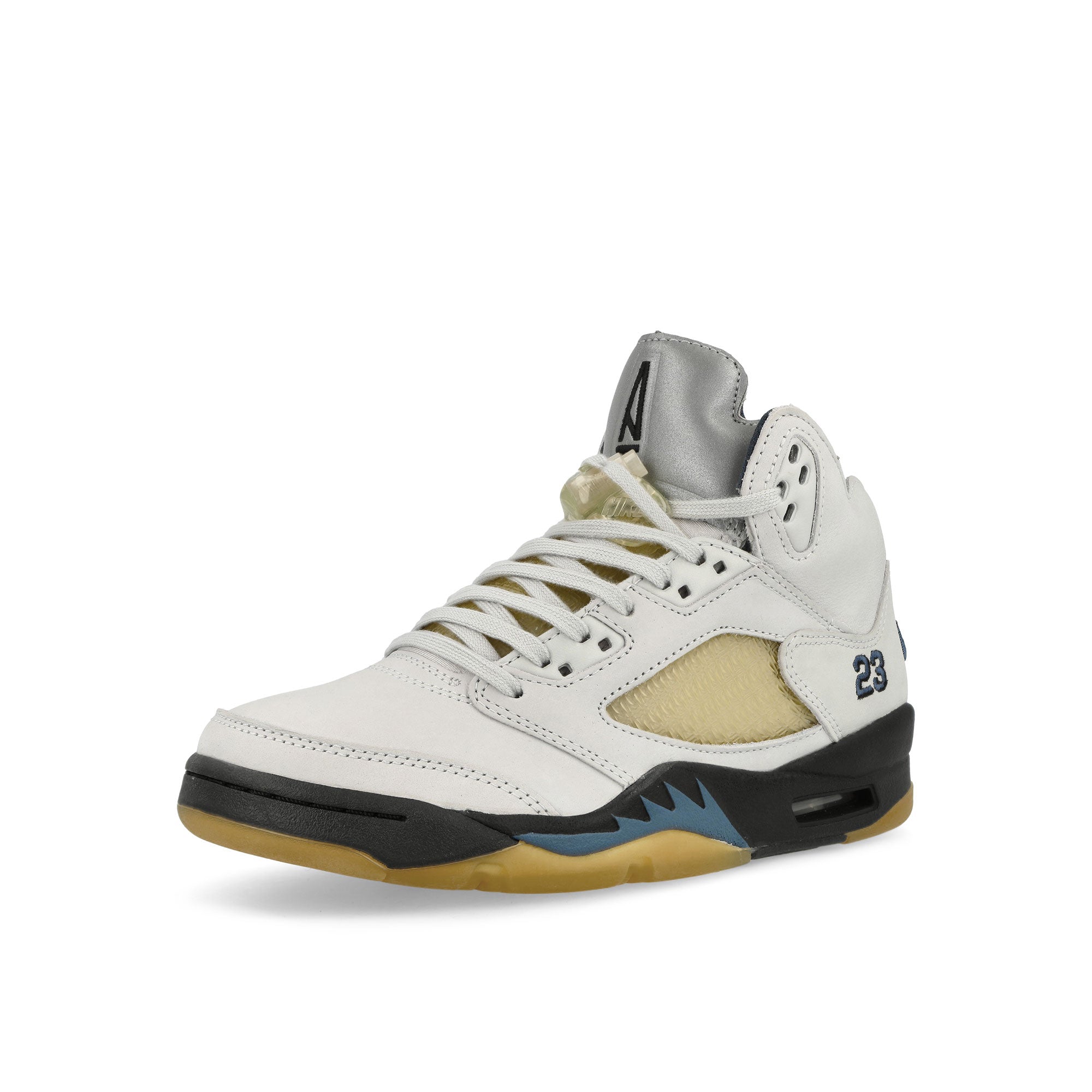Jordan Wmns Air Jordan 5 Photon Dust / Black - Diffused Blue High Top Sneakers Close Up | Overkill