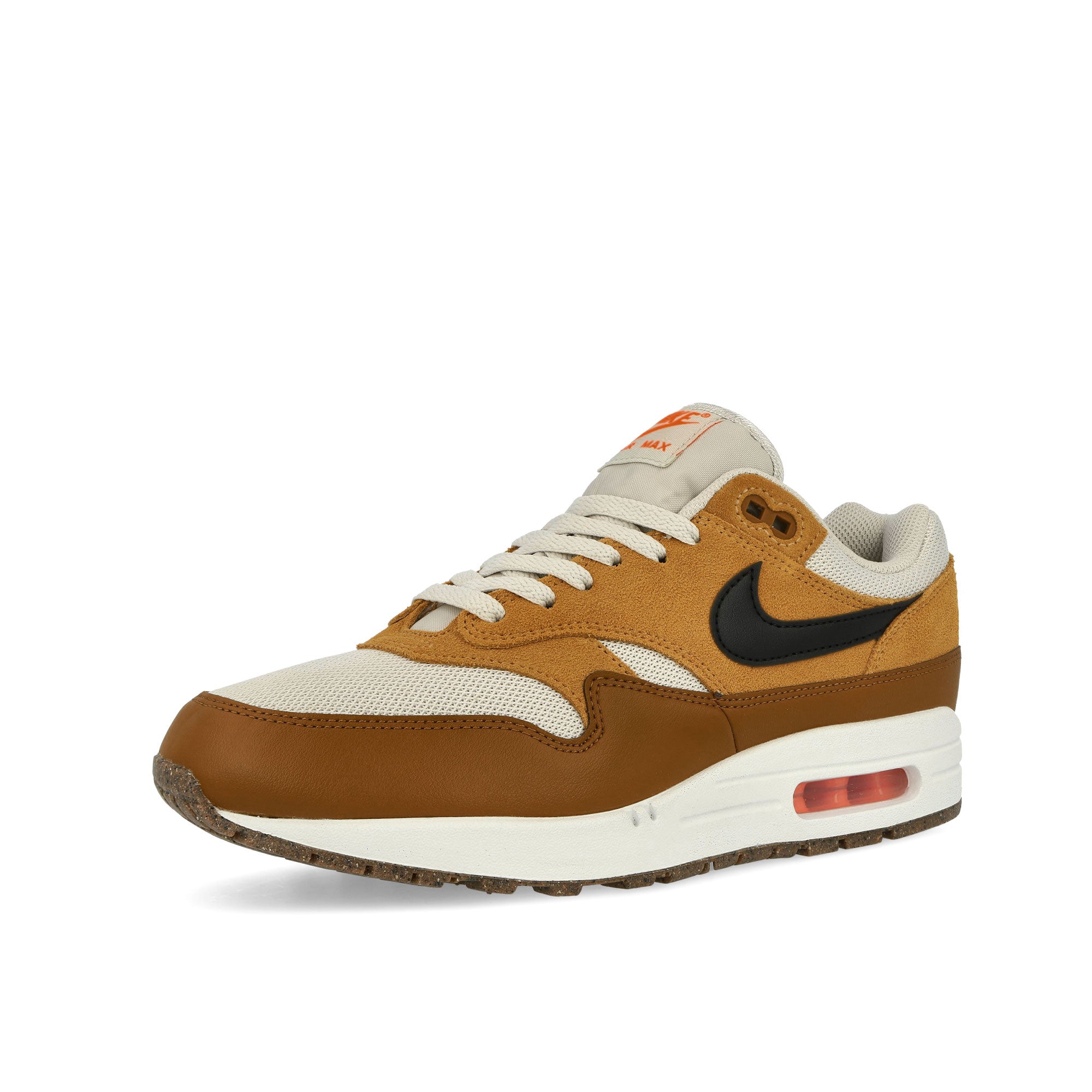 Nike Air Max 1 Essential Light Bone / Black - Flax - British Tan Low Top Sneakers Close Up | Overkill