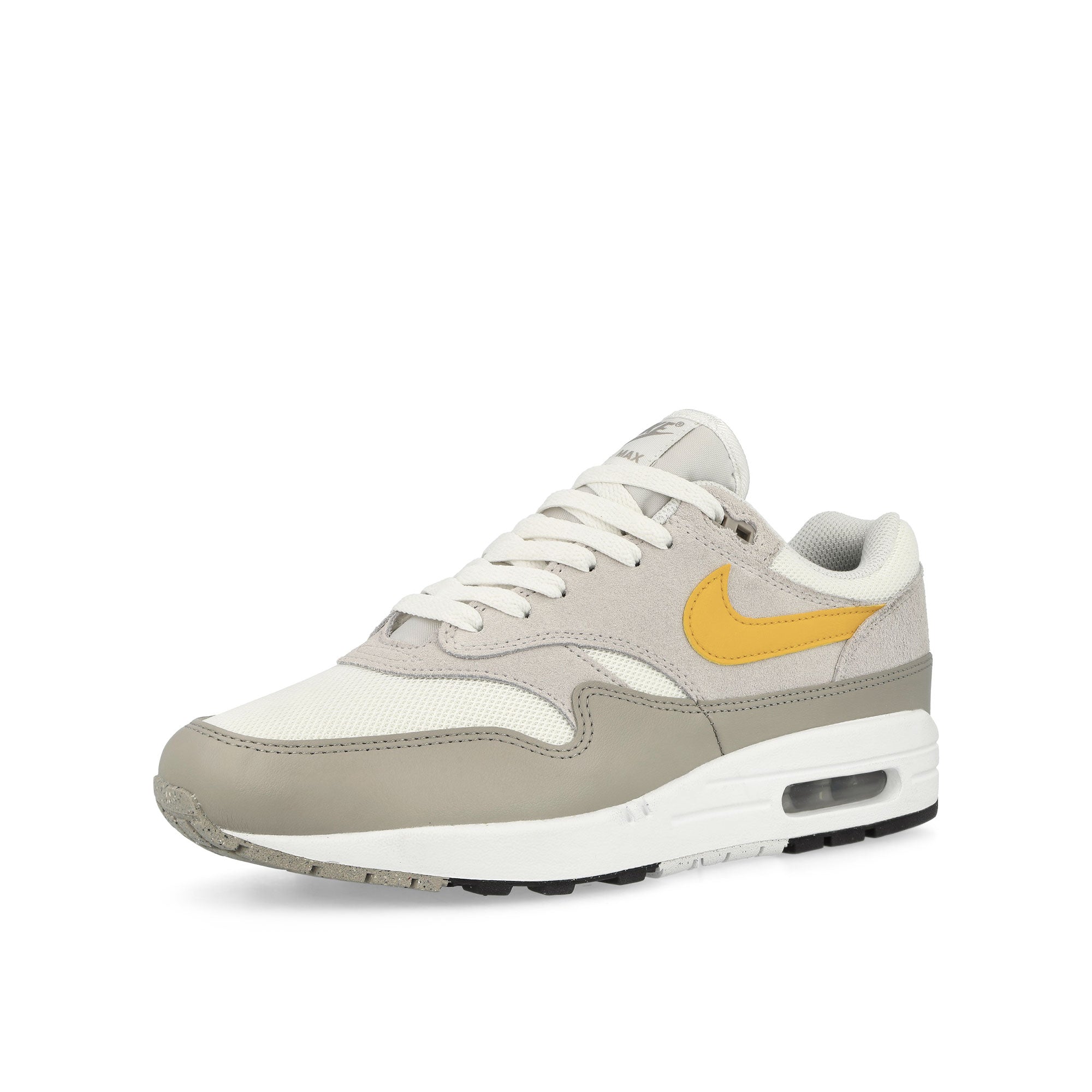 Nike Air Max 1 Essential Summit White / University Gold-Vast Grey Low Top Sneakers Close Up | Overkill