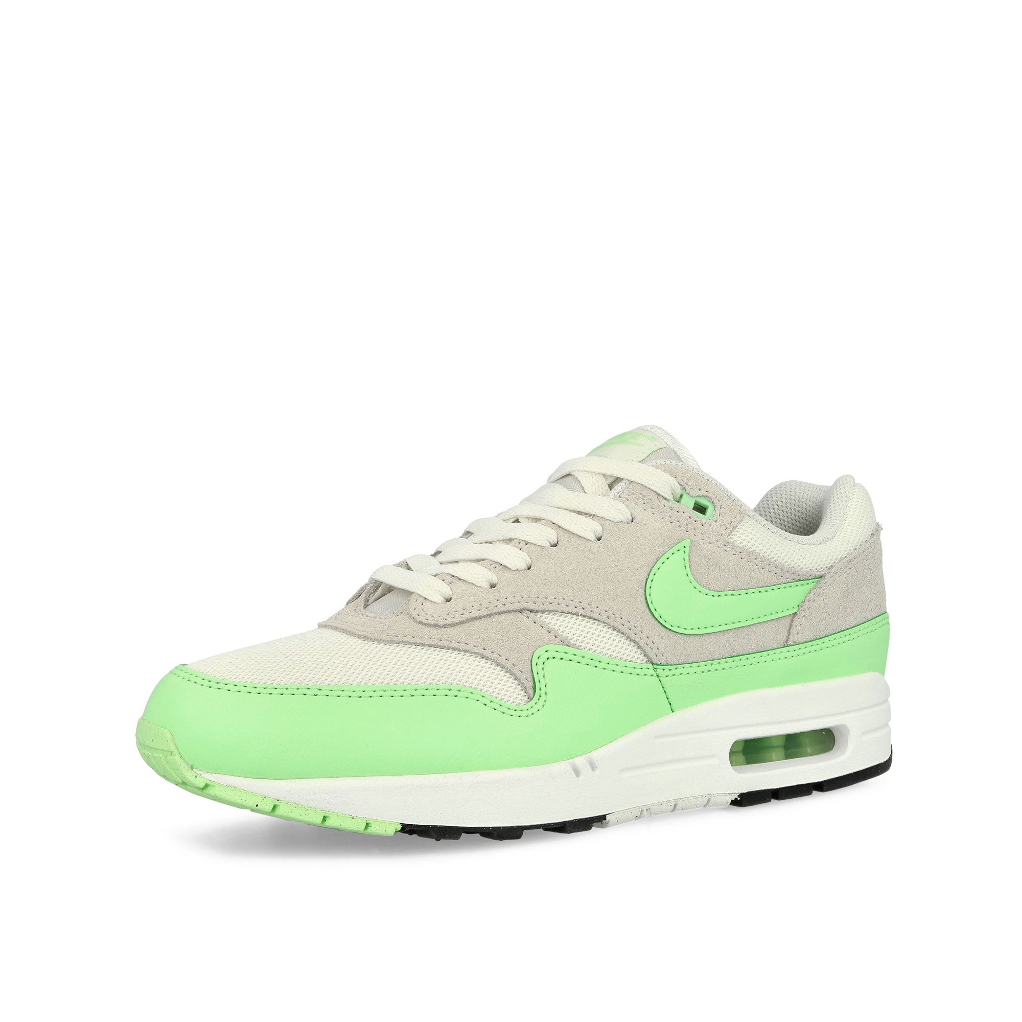 Nike Air Max 1 Essential Summit White / Vapor Green - Photon Dust Low Top Sneakers Close Up | Overkill