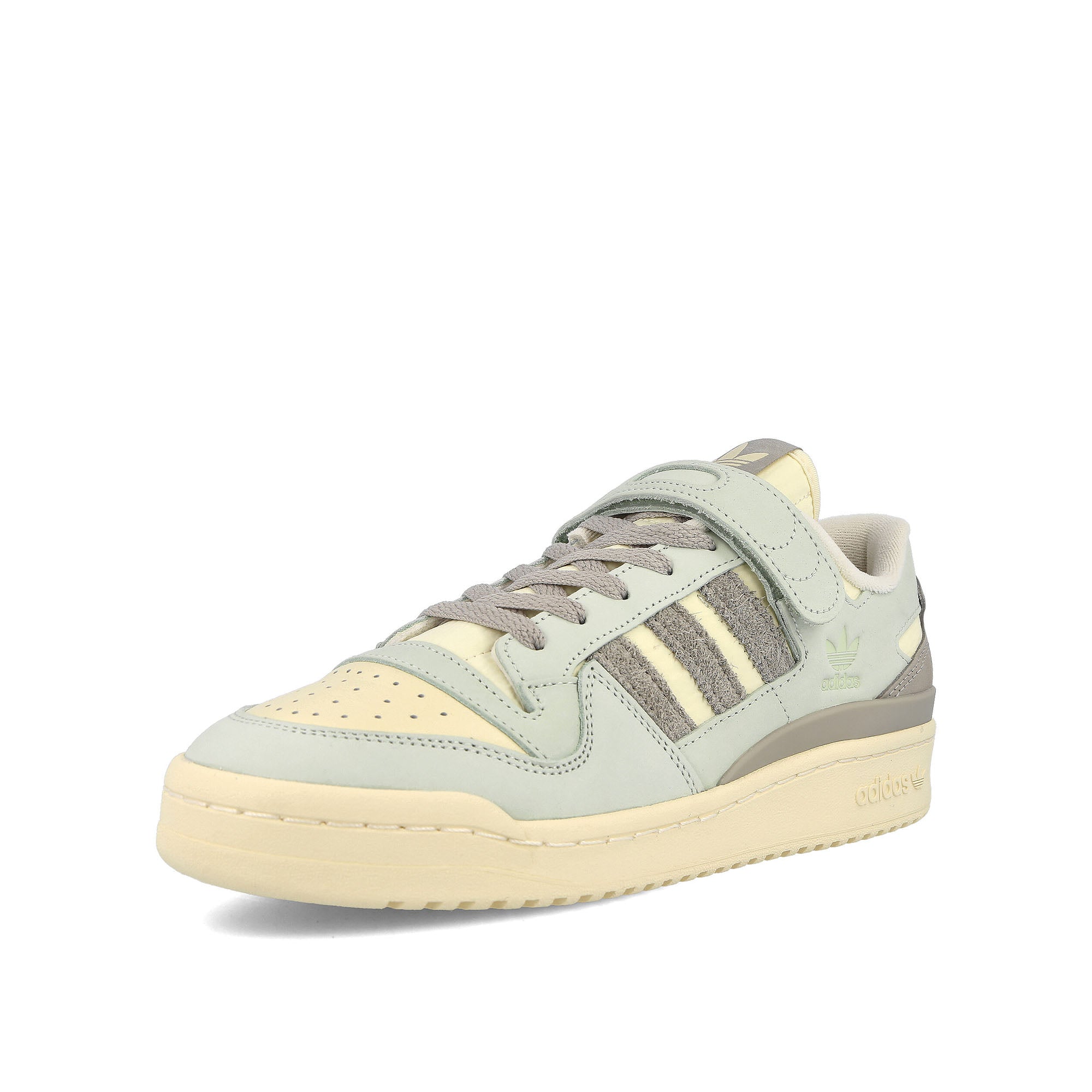 adidas Forum 84 Low Linen Green-Metal Grey-Cream White Sneakers Close Up | Overkill