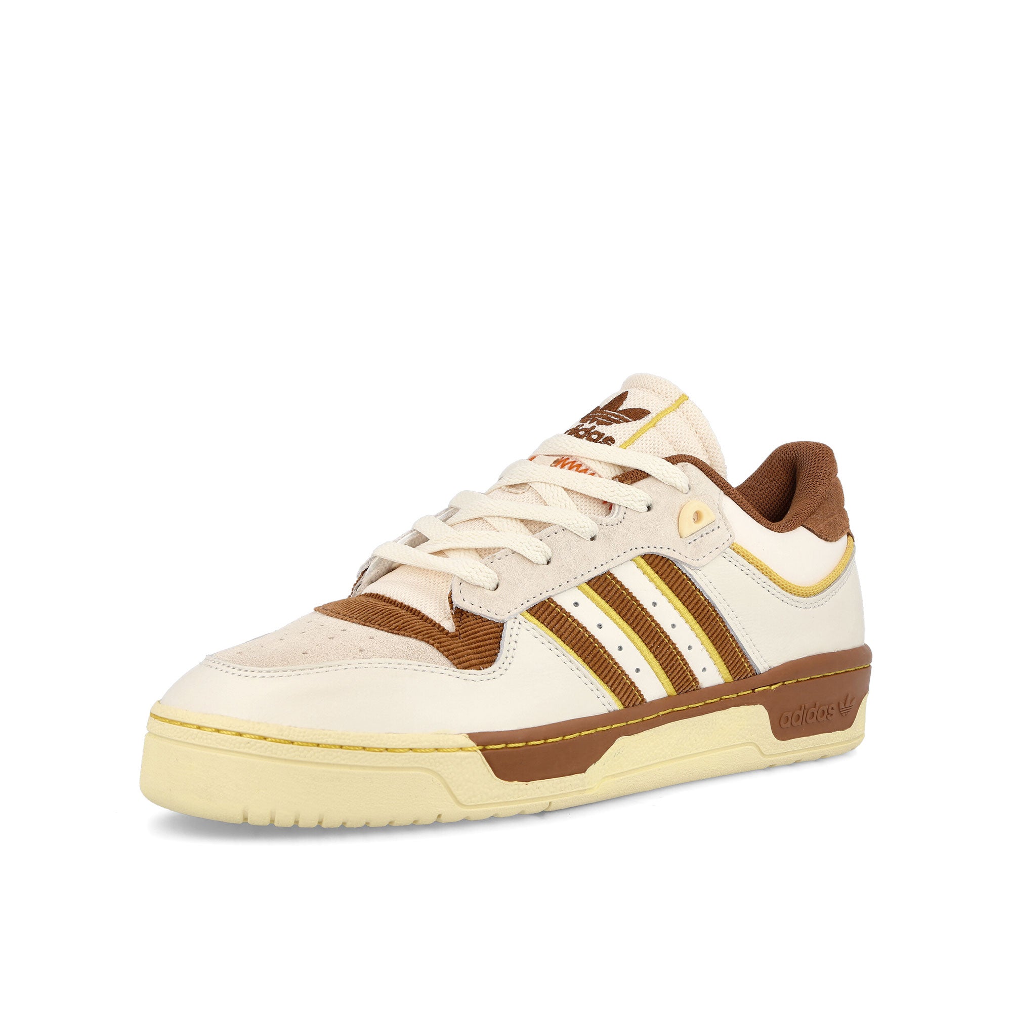 adidas Rivalry Low 86 Chalk White-Wild Brown-Hazy Yellow Sneakers Close Up | Overkill