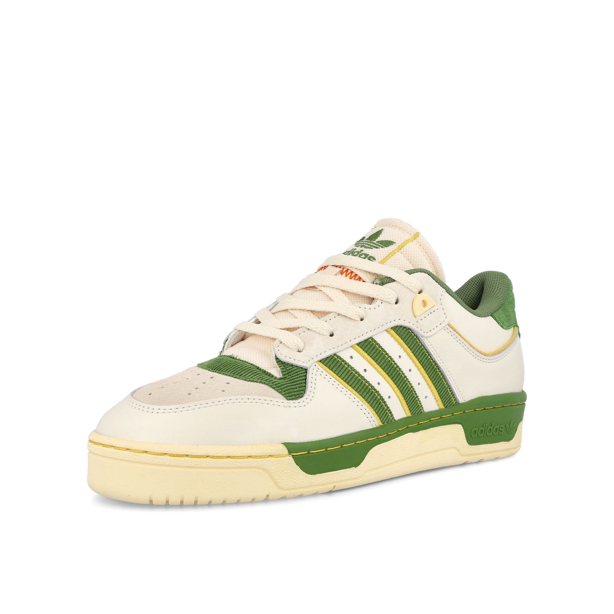 adidas Rivalry Low 86 Chalk White / Grey Green / Hazy Yellow Sneakers Close Up | Overkill