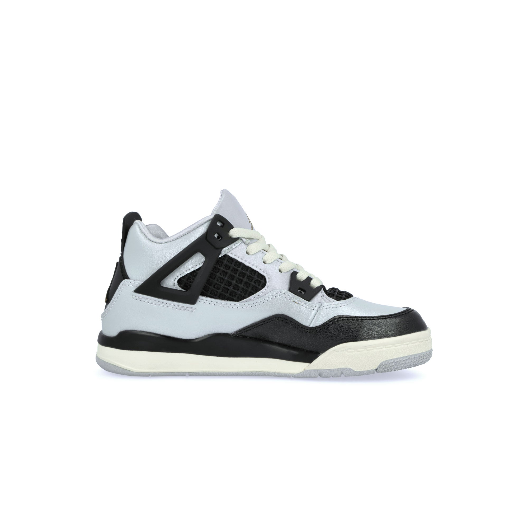 Jordan 4 Retro PS Pure Platinum / Metallic Gold-Black-Sail Mid Top Sneakers Silhouette | Overkill