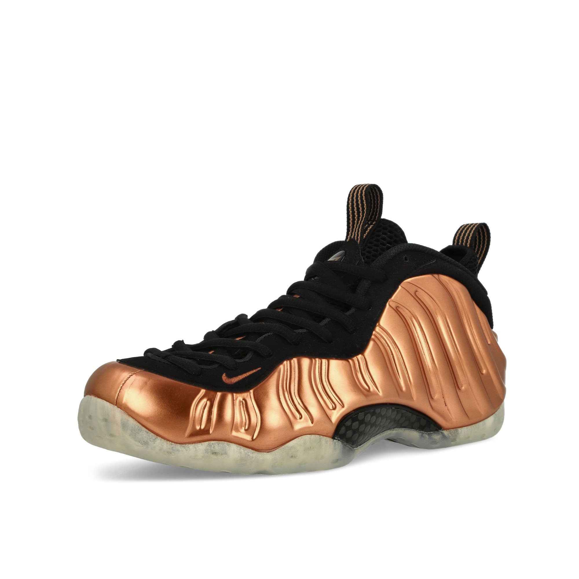 Nike Air Foamposite One Black / Metallic Copper - Off Noir Mid Top Sneakers Close Up | Overkill