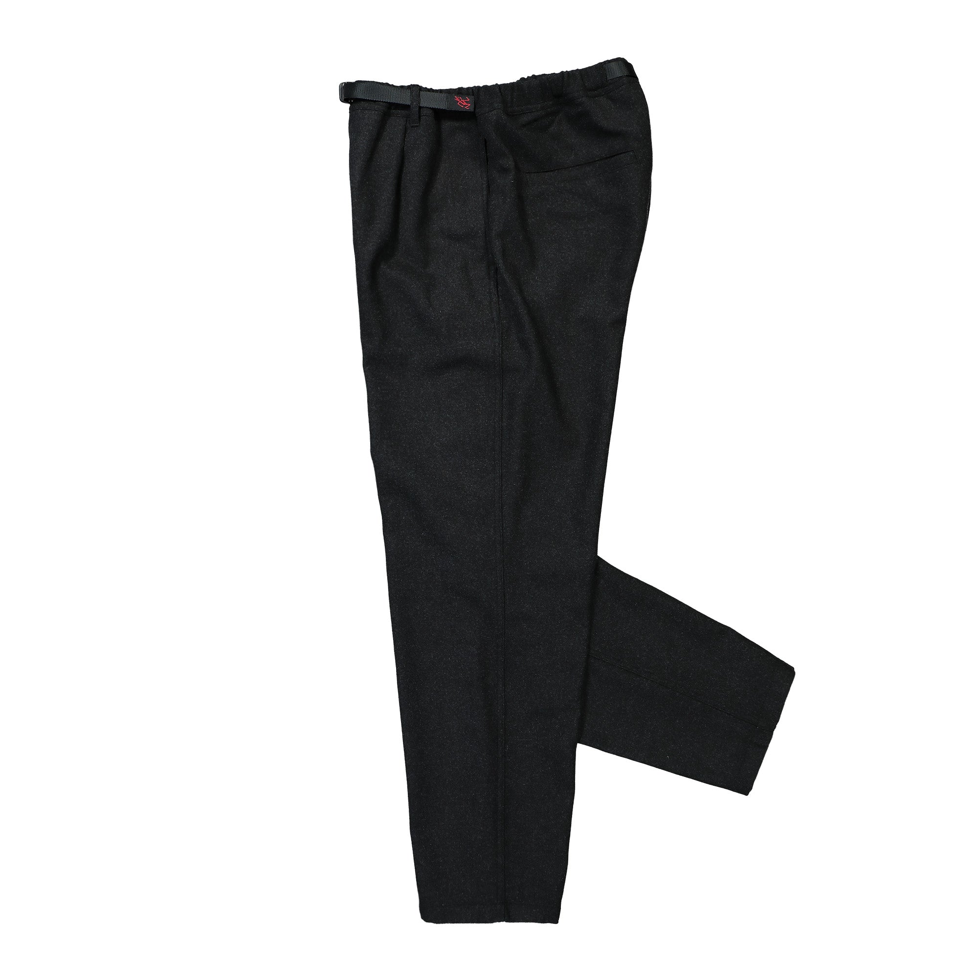 Gramicci Wool Relaxed Pleated Trouser Charcoal Wool Pants Close-up | Overkill