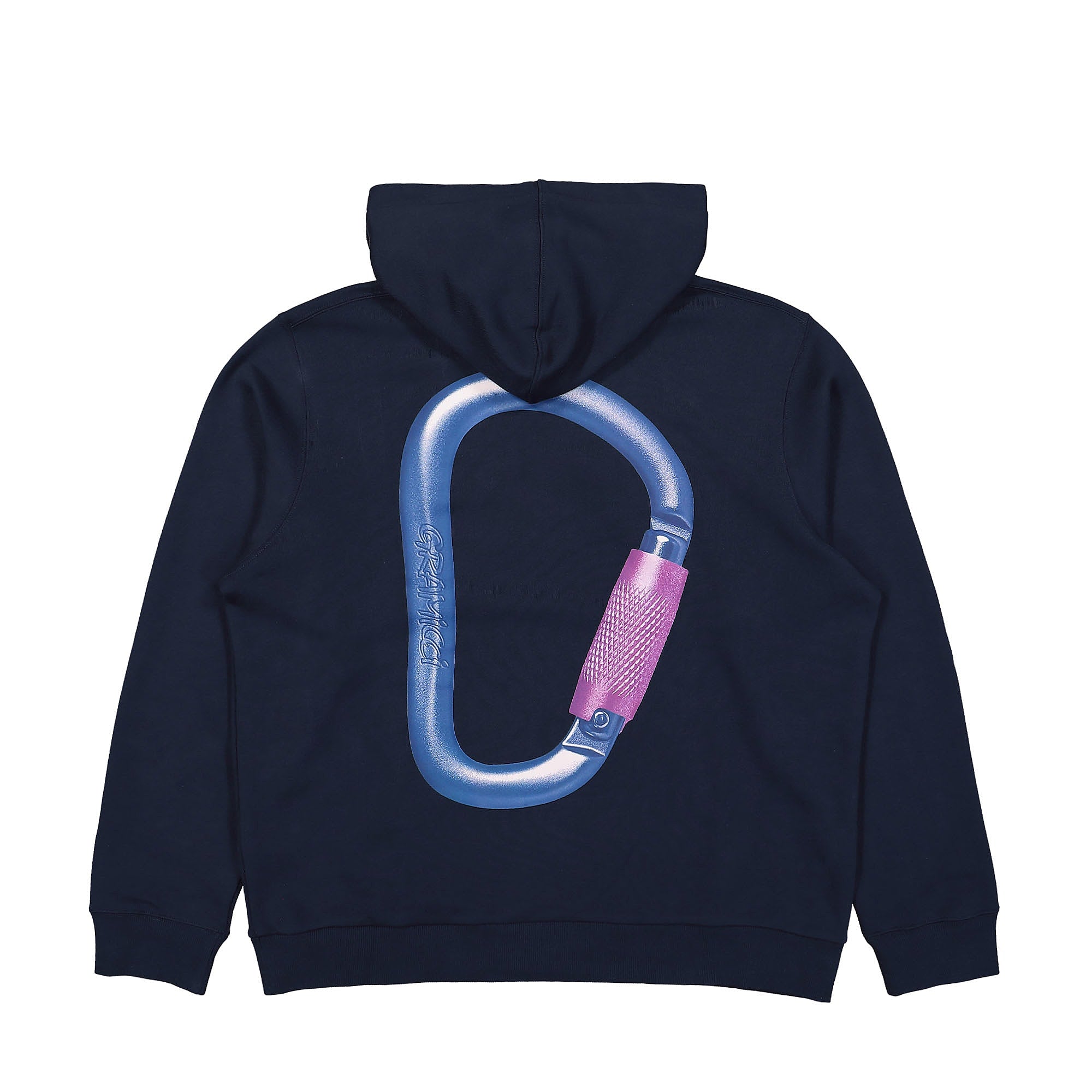 Gramicci Carabiner Hooded Sweatshirt Navy Hoodies Close-up | Overkill